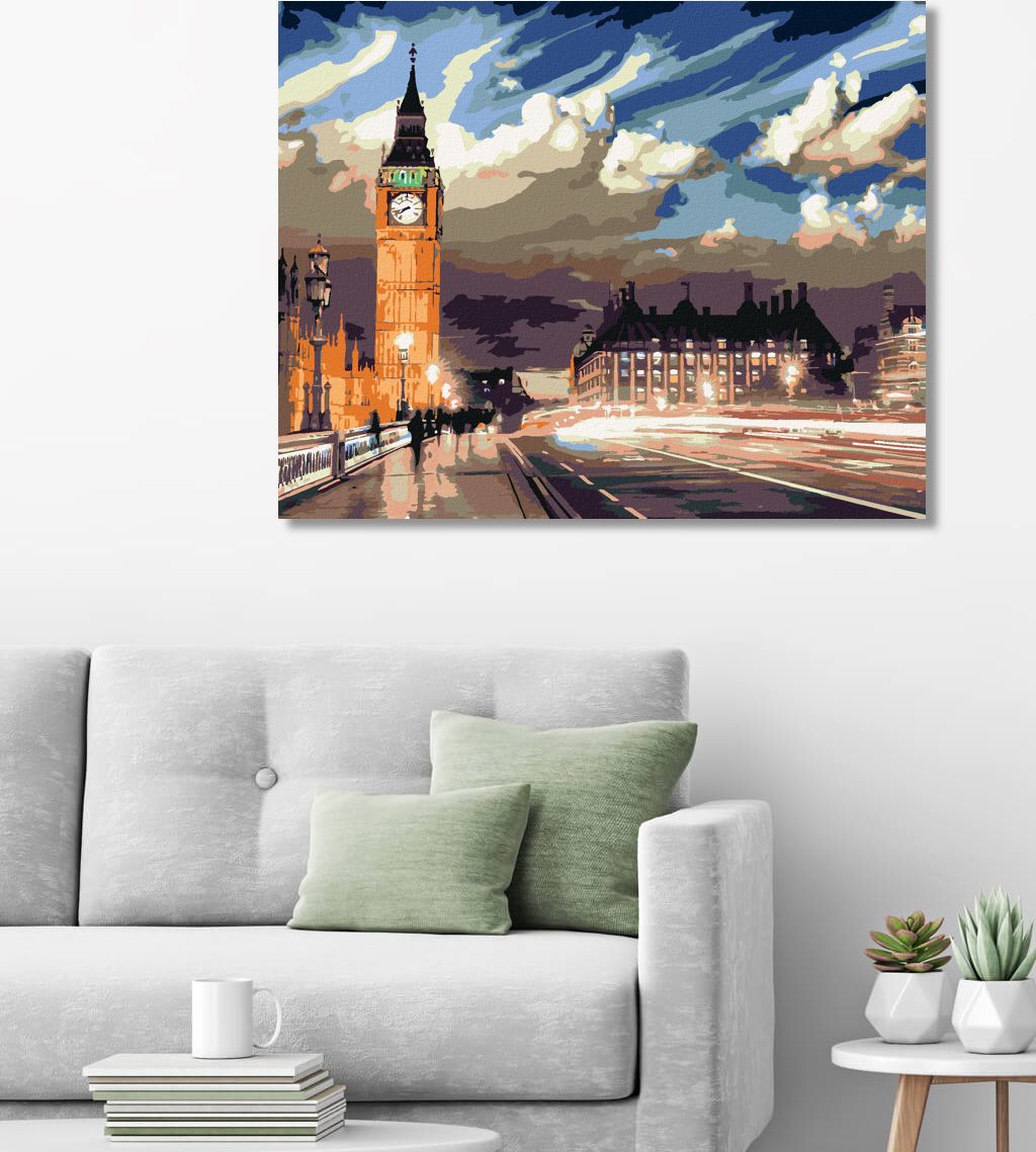 zuty Malování podle čísel - SOUMRAK NAD LONDÝNEM - Rozměr: 40x50 cm, Rámování: Varianta: vypnuté plátno na rám - obrázek 8