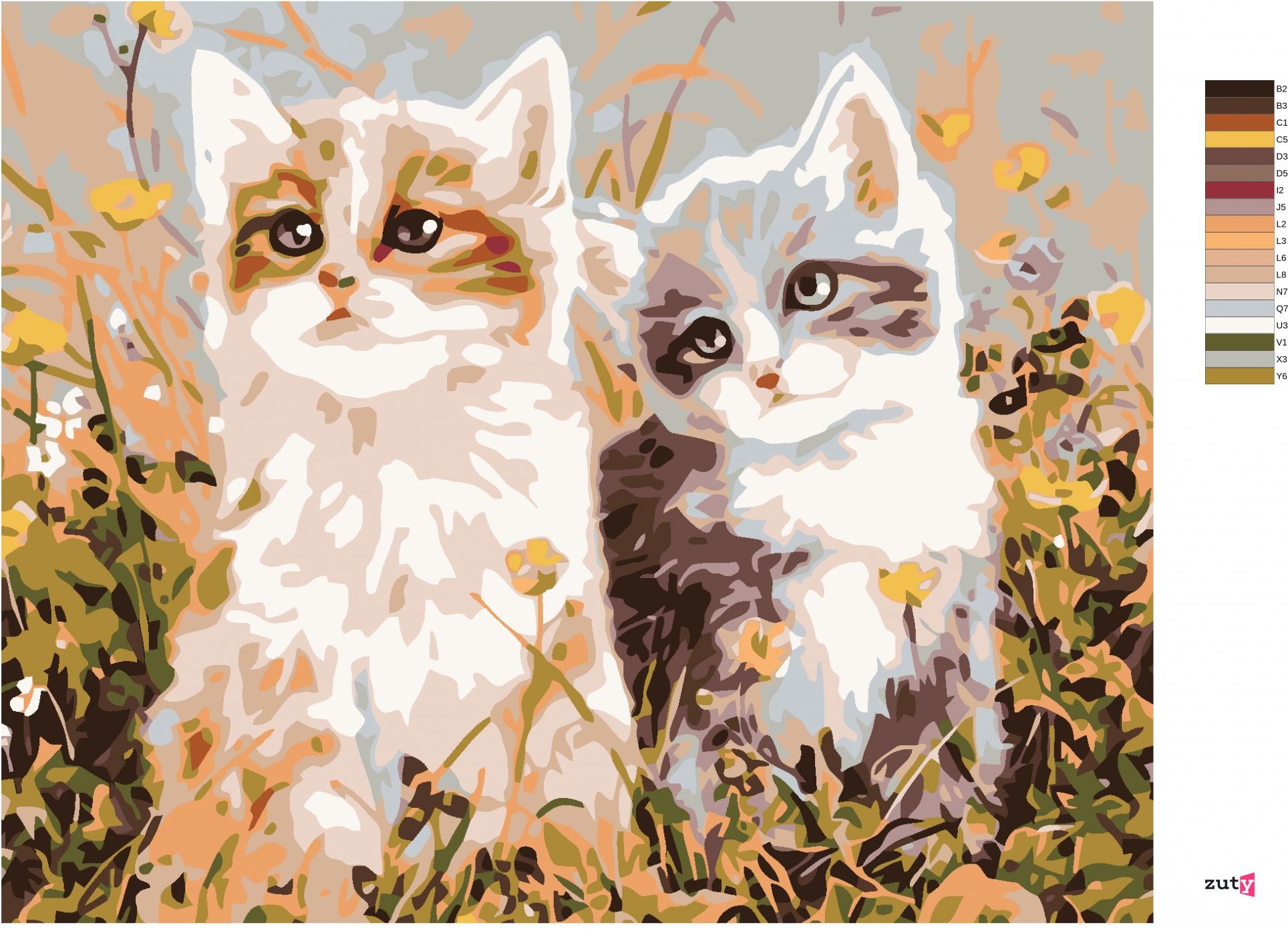 zuty Malování podle čísel - KOŤATA A LUČNÍ KVÍTÍ - Rozměr: 40x50 cm, Rámování: Varianta: vypnuté plátno na rám - obrázek 5