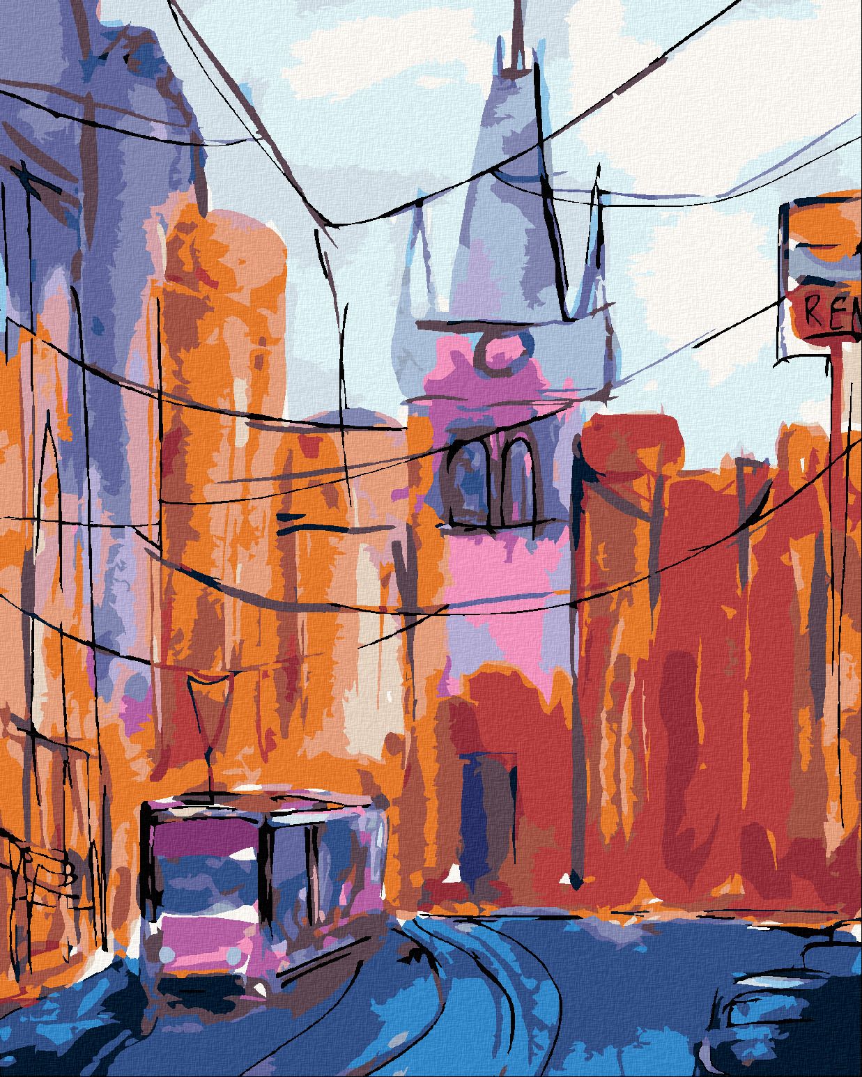 zuty Malování podle čísel - PRAHA PRAŠNÁ BRÁNA - Rozměr: 40x50 cm, Rámování: Varianta: vypnuté plátno na rám - obrázek 1