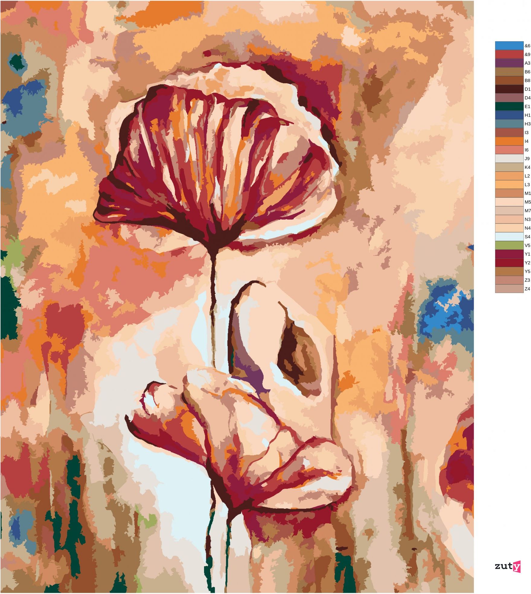 zuty Malování podle čísel - KVETOUCÍ VLČÍ MÁK - Rozměr: 40x50 cm, Rámování: Varianta: vypnuté plátno na rám - obrázek 6