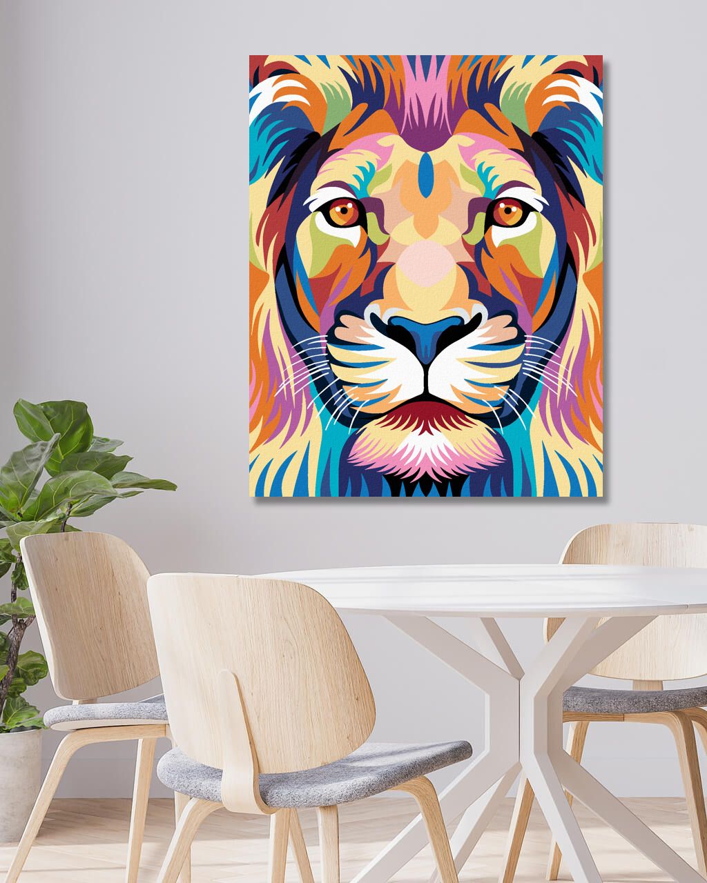 zuty Malování podle čísel - BAREVNÝ LEV S UPŘENÝM POHLEDEM - Rozměr: 40x50 cm, Rámování: Varianta: bez rámu a bez vypnutí plátna - obrázek 8