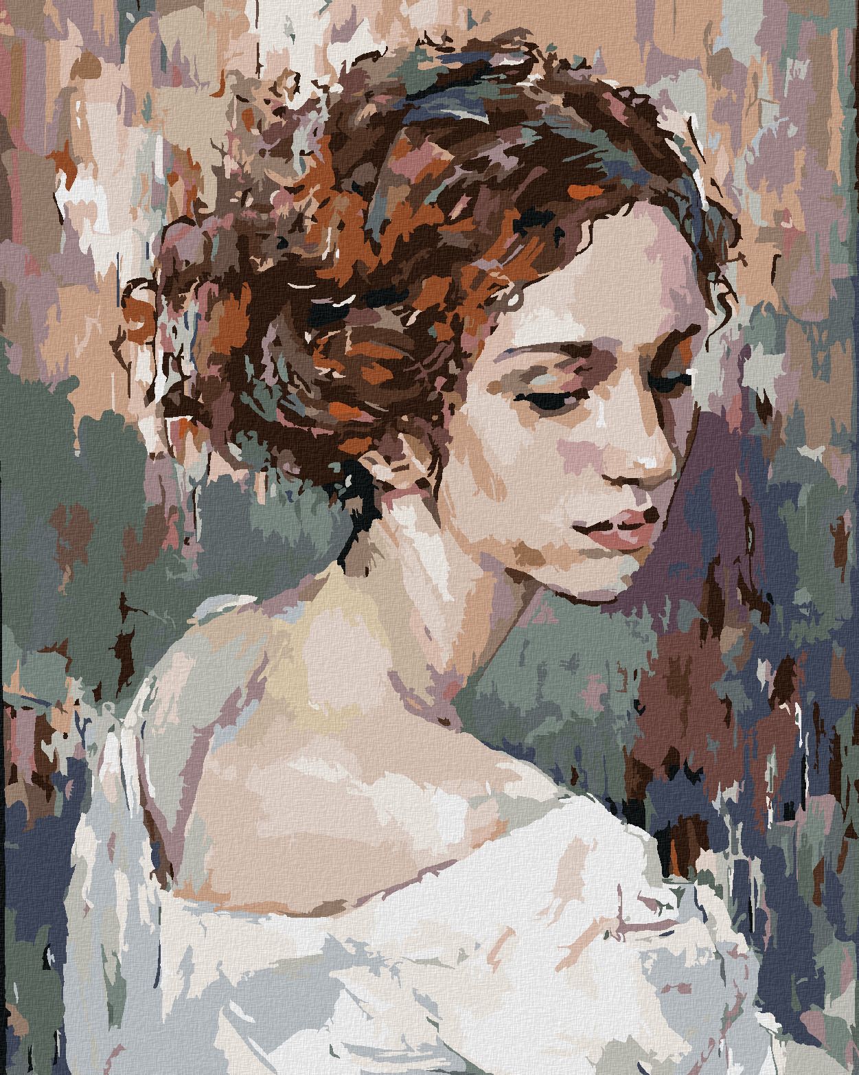 zuty Malování podle čísel - ZASNĚNÁ ŽENA PORTRÉT - Rozměr: 40x50 cm, Rámování: Varianta: vypnuté plátno na rám - obrázek 1