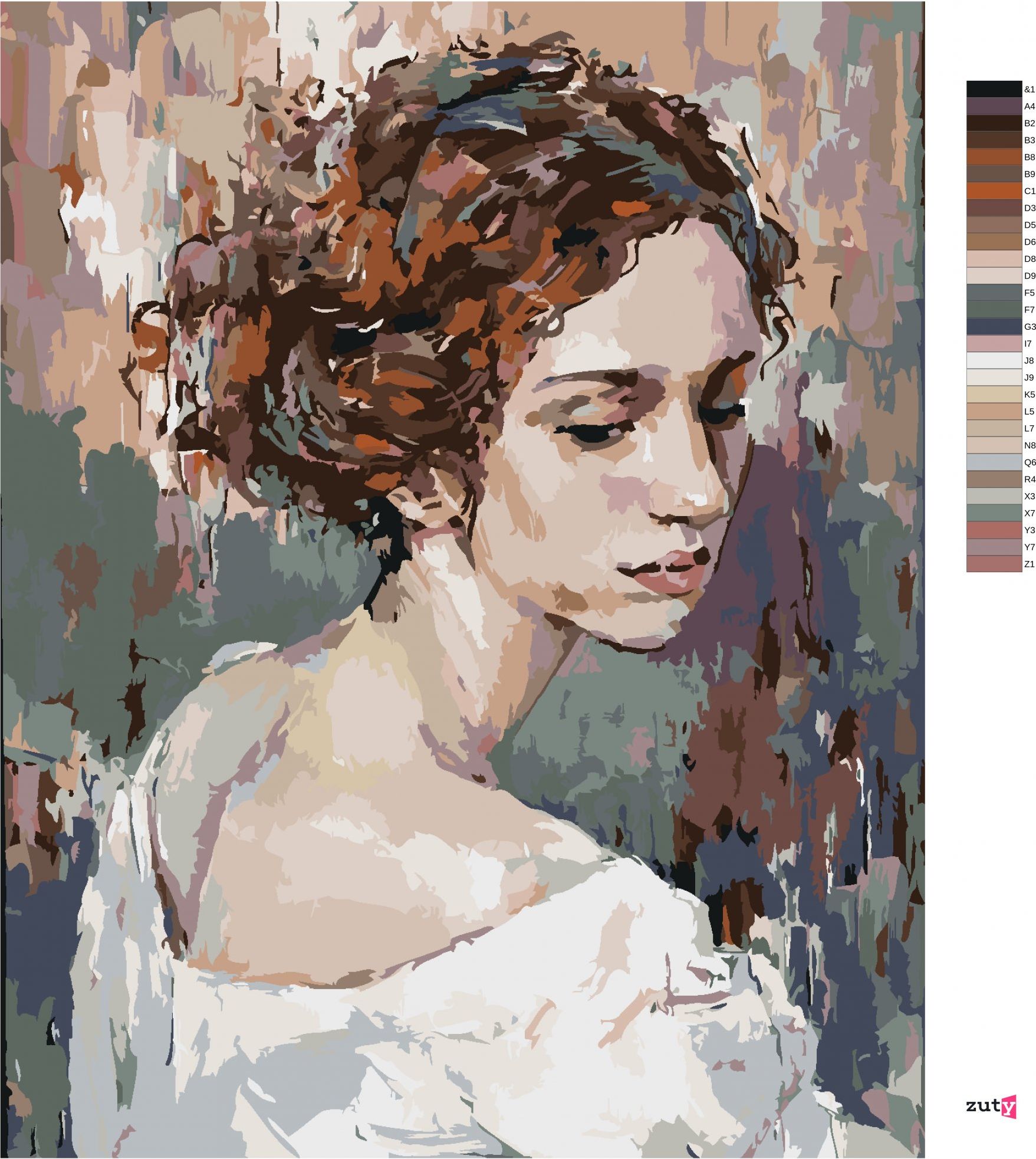 zuty Malování podle čísel - ZASNĚNÁ ŽENA PORTRÉT - Rozměr: 40x50 cm, Rámování: Varianta: vypnuté plátno na rám - obrázek 7
