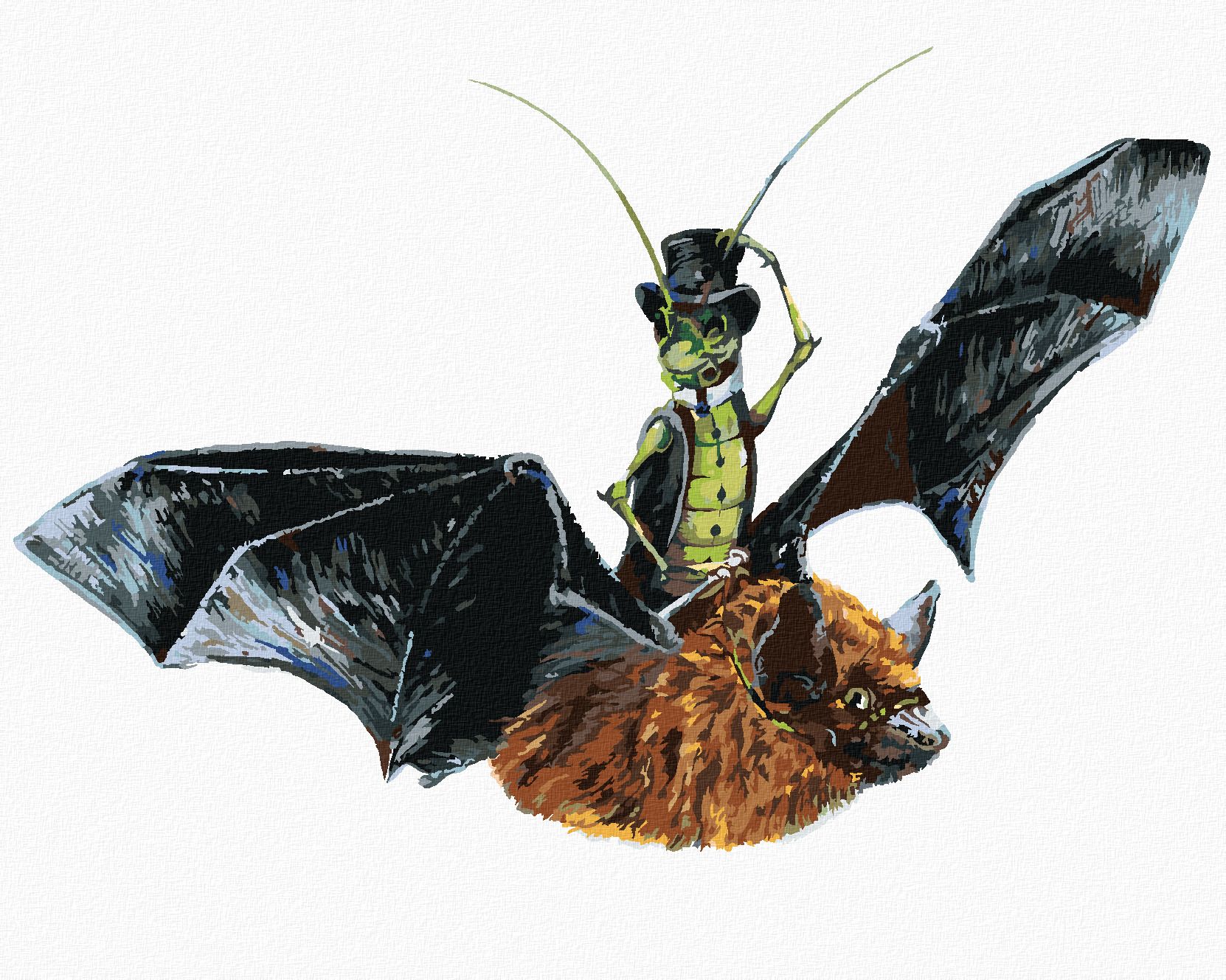 zuty Malování podle čísel - NETOPÝR A KOBYLKA (HOLLY SIMENTAL) - Rozměr: 40x50 cm, Rámování: Varianta: vypnuté plátno na rám - obrázek 1