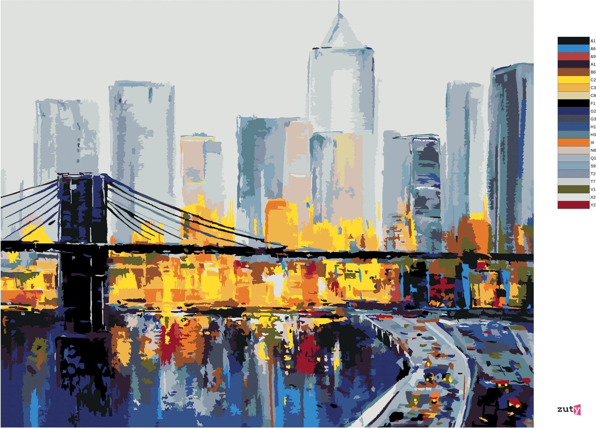 zuty Malování podle čísel - RUŠNÝ NEW YORK - Rozměr: 40x50 cm, Rámování: Varianta: vypnuté plátno na rám - obrázek 2
