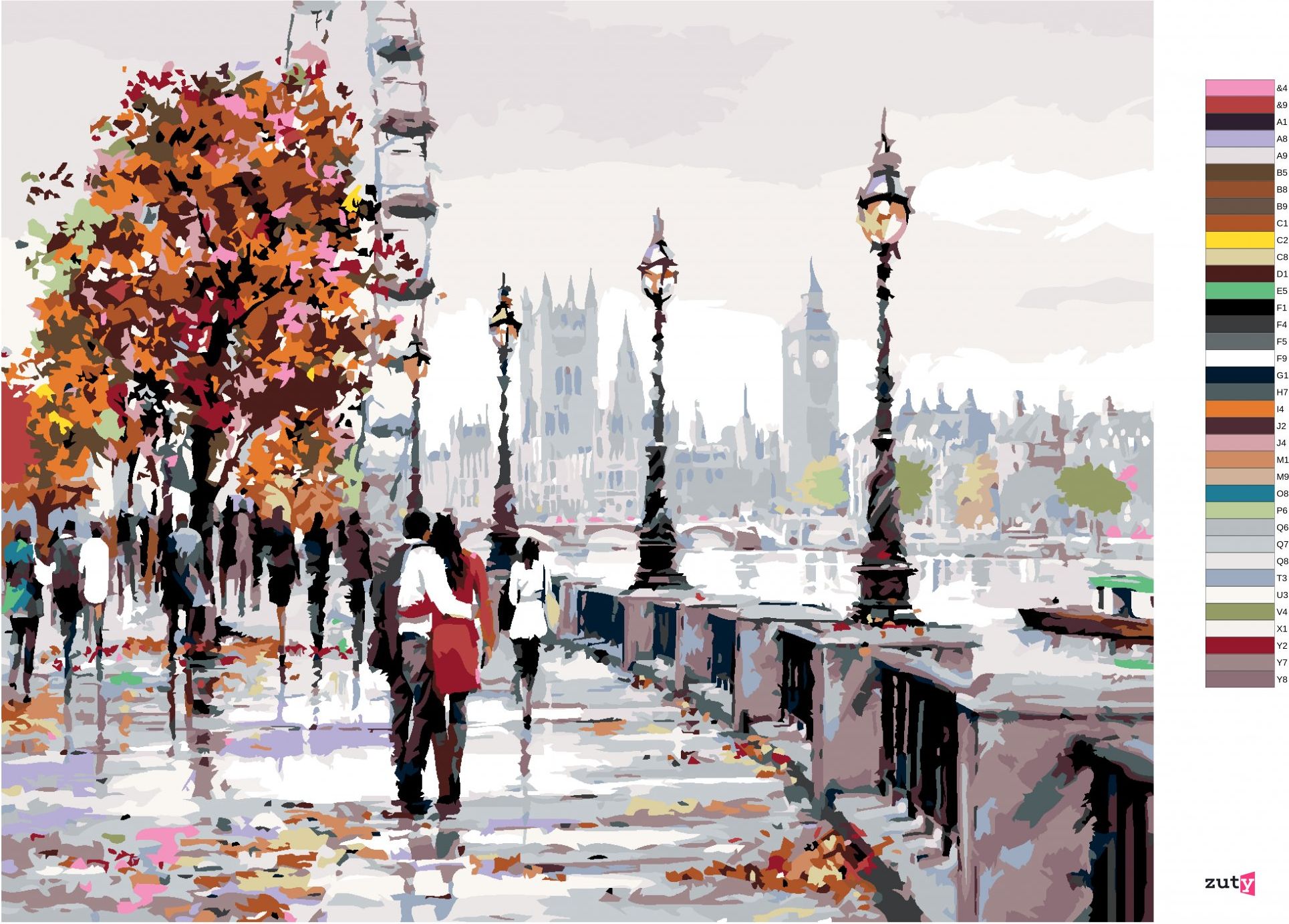 zuty Malování podle čísel - LONDÝNSKÉ OKO (RICHARD MACNEIL) - Rozměr: 40x50 cm, Rámování: Varianta: vypnuté plátno na rám - obrázek 3
