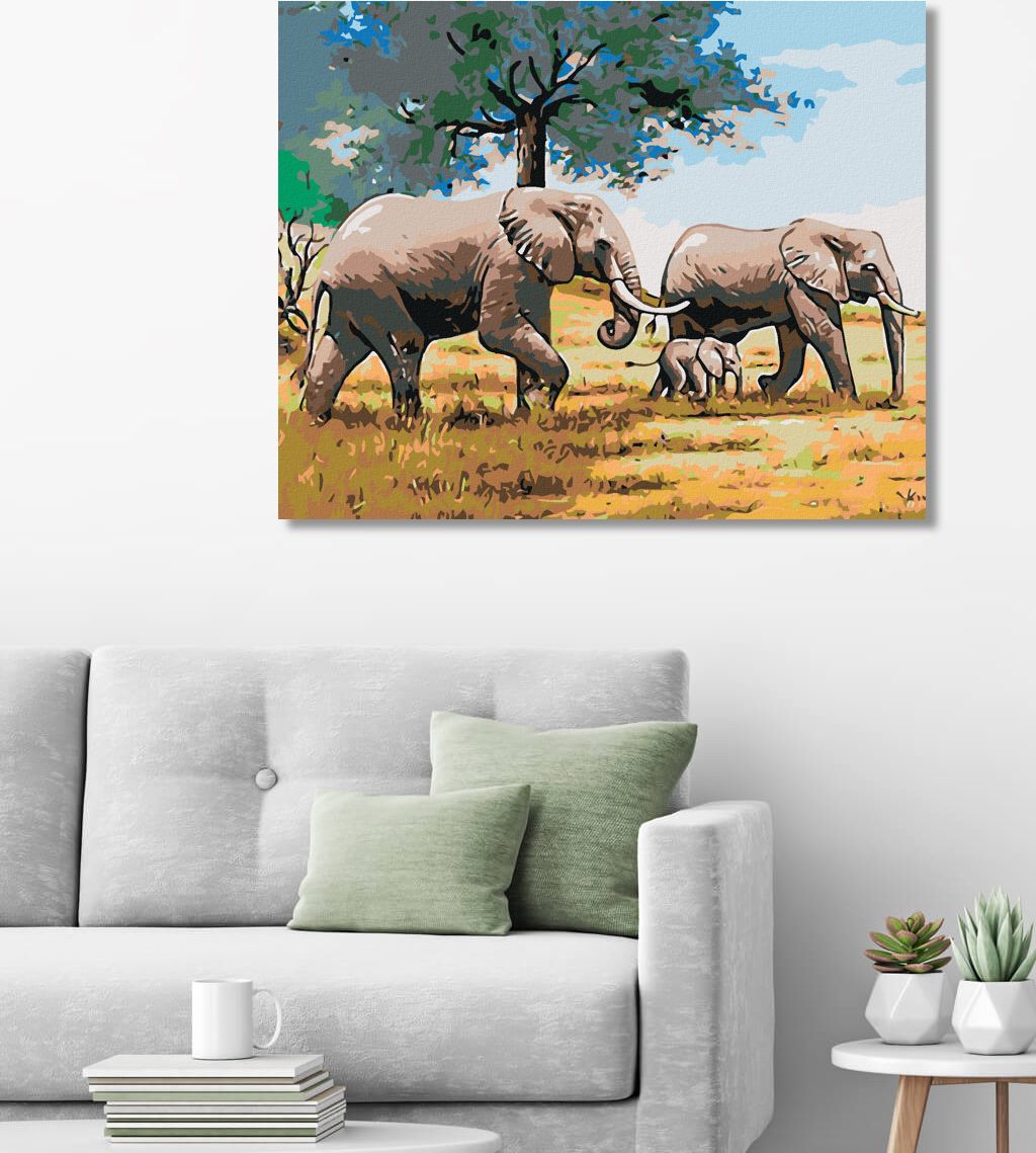 zuty Malování podle čísel - SLONÍ RODINKA - Rozměr: 40x50 cm, Rámování: Varianta: vypnuté plátno na rám - obrázek 8
