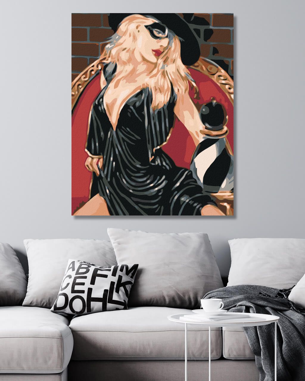 zuty Malování podle čísel - ŠACHISTKA V ČERNÉM - Rozměr: 40x50 cm, Rámování: Varianta: bez rámu a bez vypnutí plátna - obrázek 2