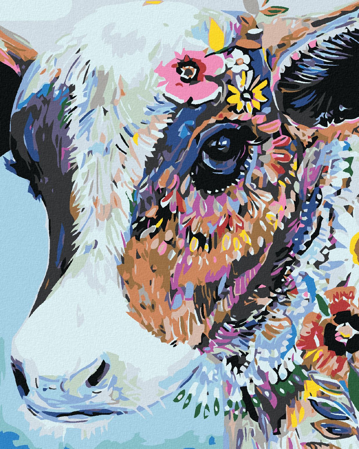 zuty Malování podle čísel - KVĚTINOVÁ KRAVIČKA - Rozměr: 40x50 cm, Rámování: Varianta: bez rámu a bez vypnutí plátna - obrázek 1
