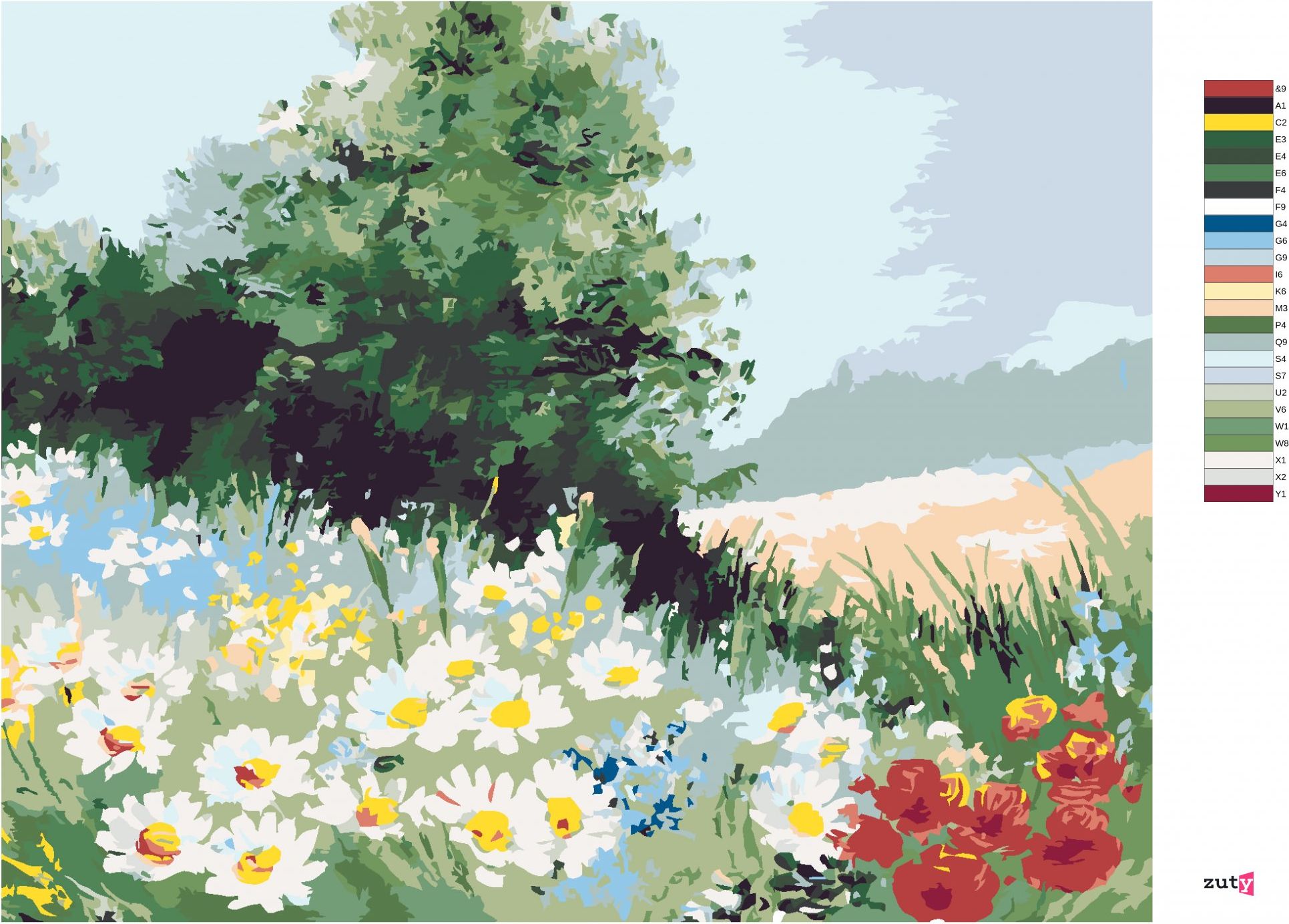 zuty Malování podle čísel - SEDMIKRÁSKOVÉ POLE - Rozměr: 40x50 cm, Rámování: Varianta: vypnuté plátno na rám - obrázek 4