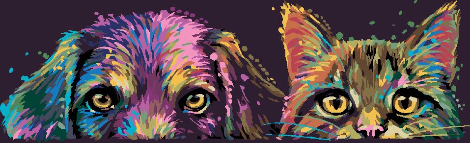 zuty Malování podle čísel - PES A KOČKA V BARVÁCH - Rozměr: 40x50 cm, Rámování: Varianta: bez rámu a bez vypnutí plátna - obrázek 7
