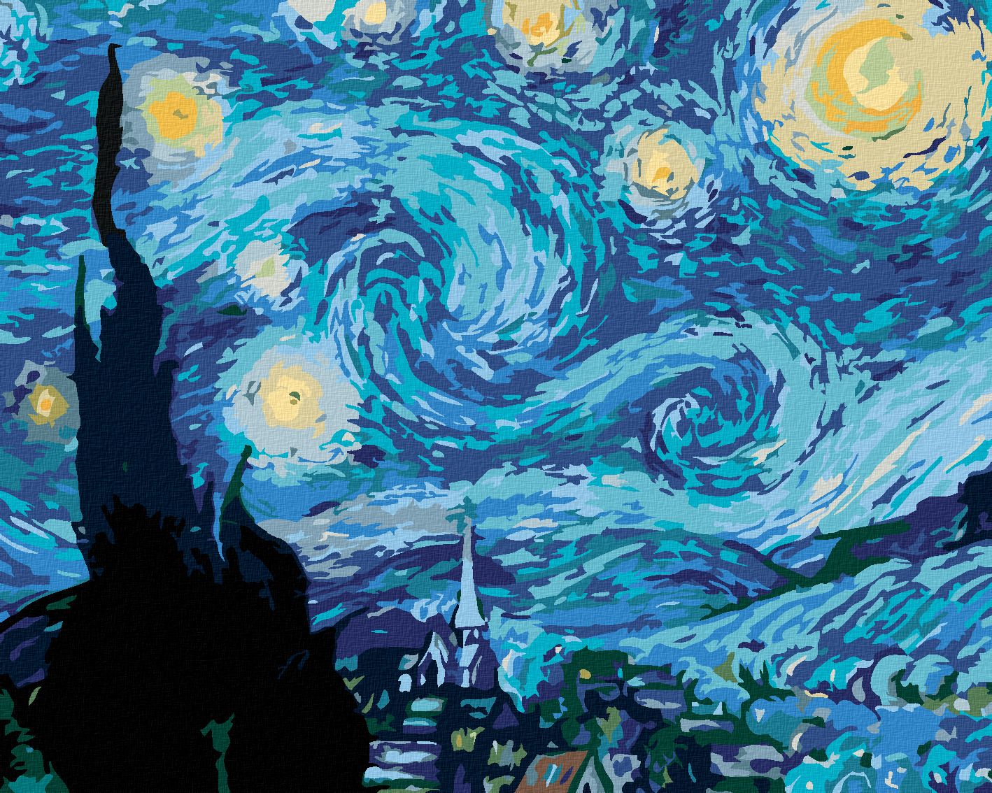 zuty Malování podle čísel - HVĚZDNÁ NOC (VAN GOGH) - Rozměr: 40x50 cm, Rámování: Varianta: bez rámu a bez vypnutí plátna - obrázek 1