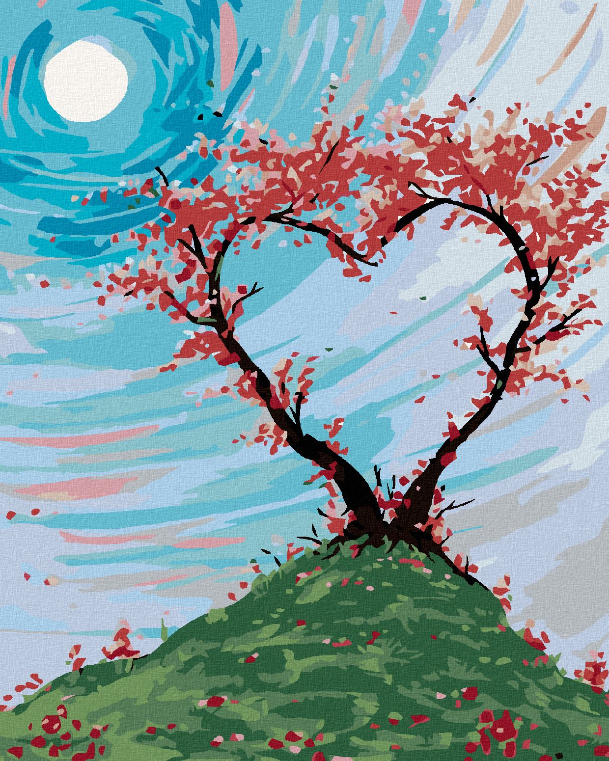 zuty Malování podle čísel - KEŘÍK NA KOPCI VE TVARU SRDCE - Rozměr: 40x50 cm, Rámování: Varianta: vypnuté plátno na rám - obrázek 1