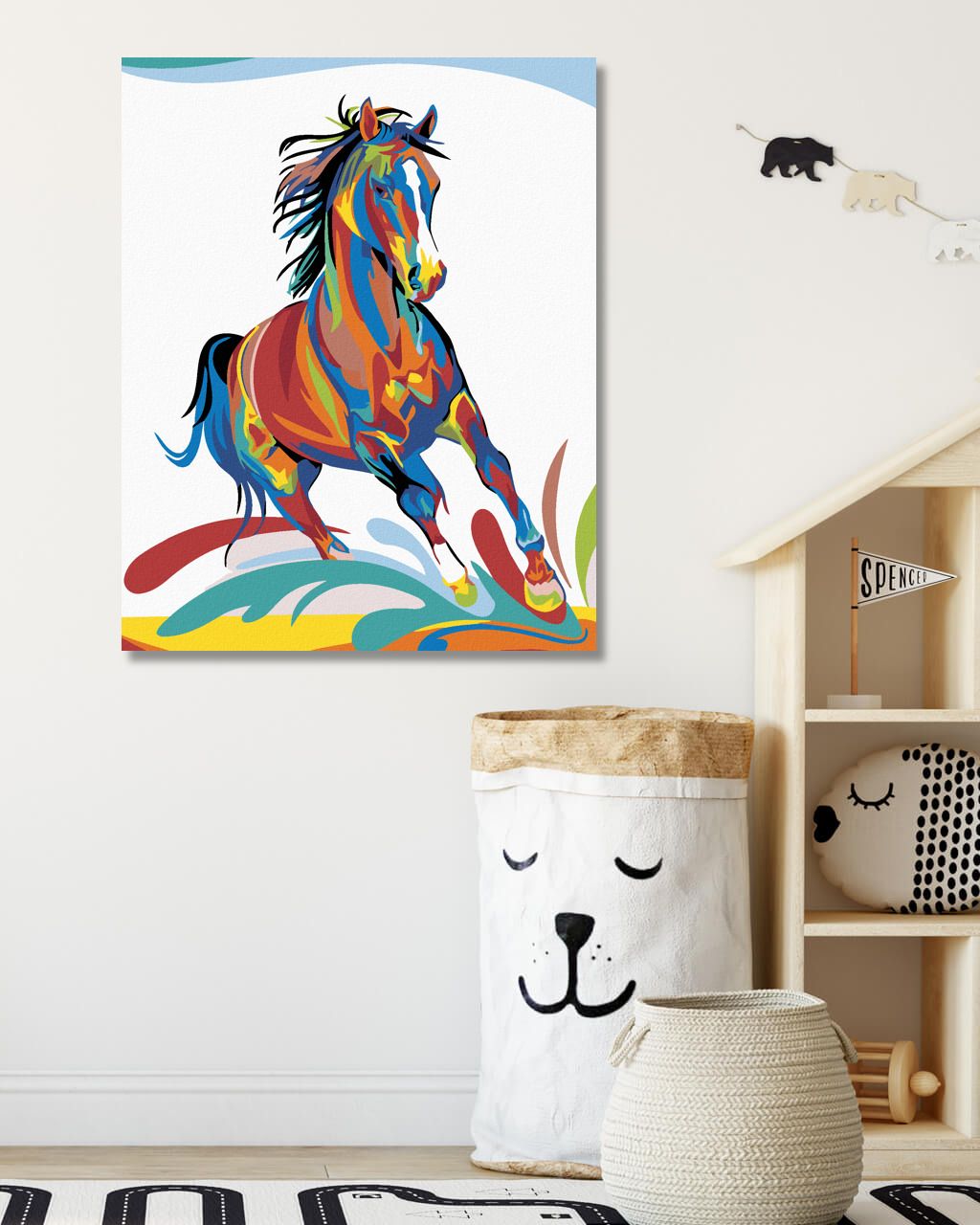 zuty Malování podle čísel - BAREVNÝ KŮŇ - Rozměr: 40x50 cm, Rámování: Varianta: vypnuté plátno na rám - obrázek 9