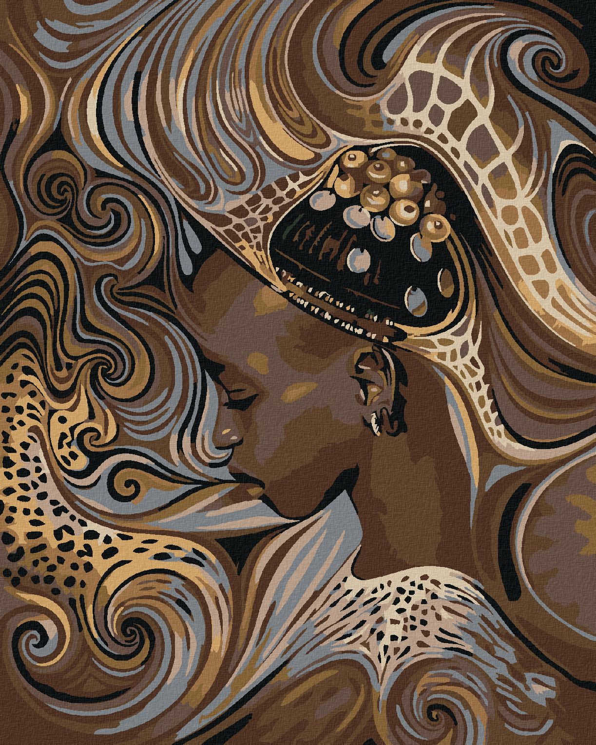 zuty Malování podle čísel - AFRICKÁ DOMORODÁ DÍVKA - Rozměr: 40x50 cm, Rámování: Varianta: bez rámu a bez vypnutí plátna - obrázek 1