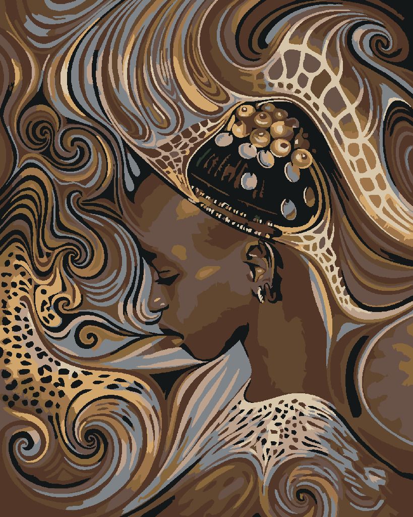 zuty Malování podle čísel - AFRICKÁ DOMORODÁ DÍVKA - Rozměr: 40x50 cm, Rámování: Varianta: bez rámu a bez vypnutí plátna - obrázek 3