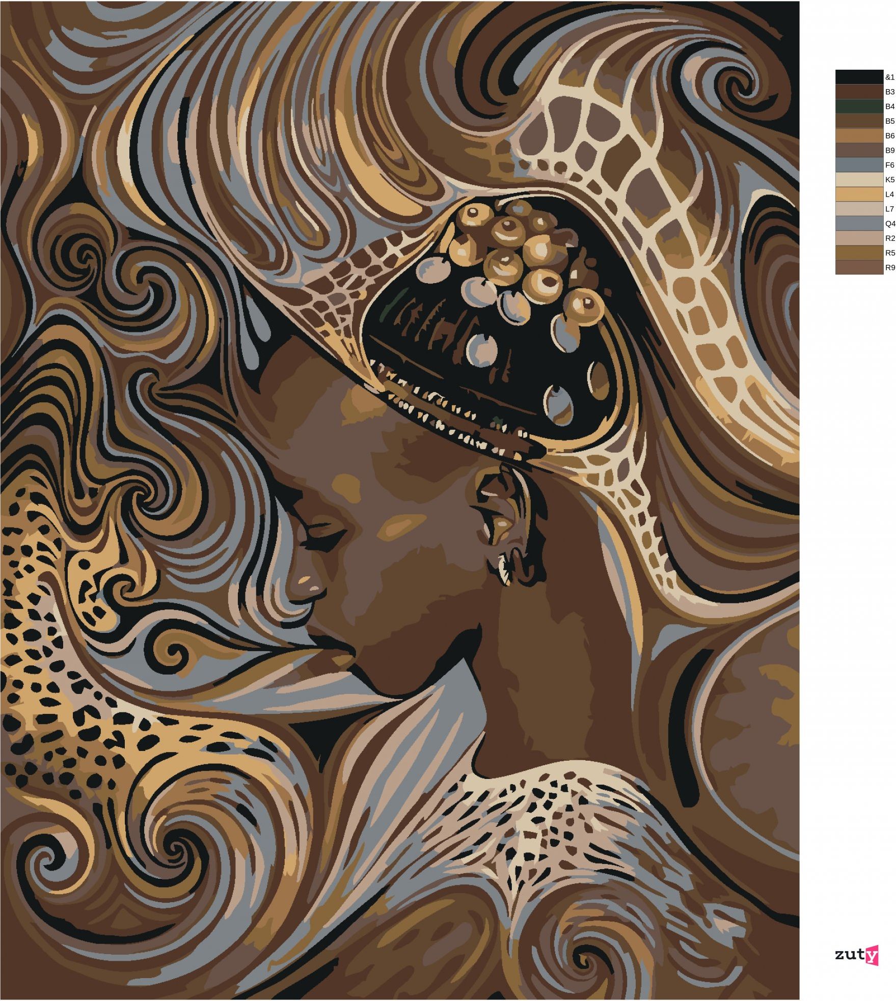 zuty Malování podle čísel - AFRICKÁ DOMORODÁ DÍVKA - Rozměr: 40x50 cm, Rámování: Varianta: bez rámu a bez vypnutí plátna - obrázek 9