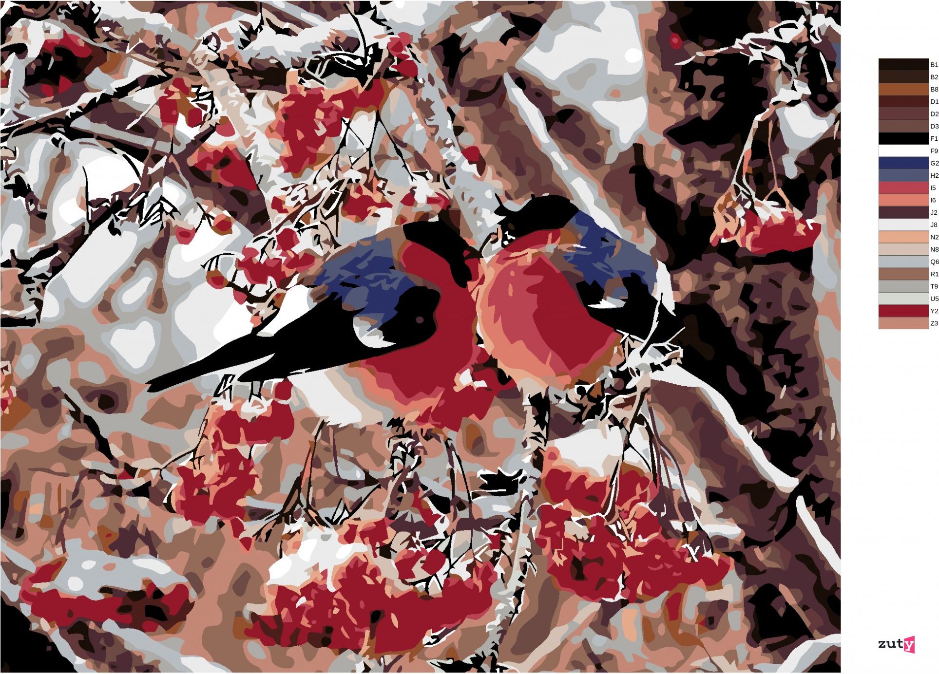zuty Malování podle čísel - PTÁČCI V JEŘABINÁCH - Rozměr: 40x50 cm, Rámování: Varianta: bez rámu a bez vypnutí plátna - obrázek 9
