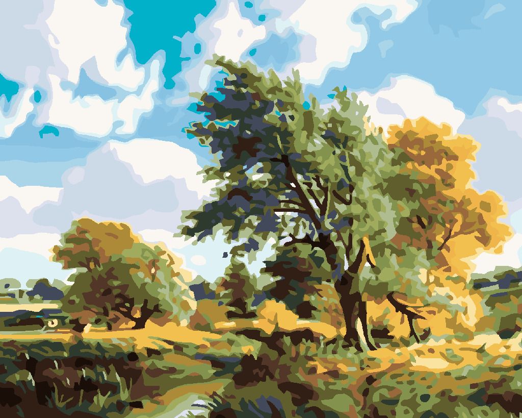 zuty Malování podle čísel - STROMY U ŘEKY - Rozměr: 40x50 cm, Rámování: Varianta: vypnuté plátno na rám - obrázek 2