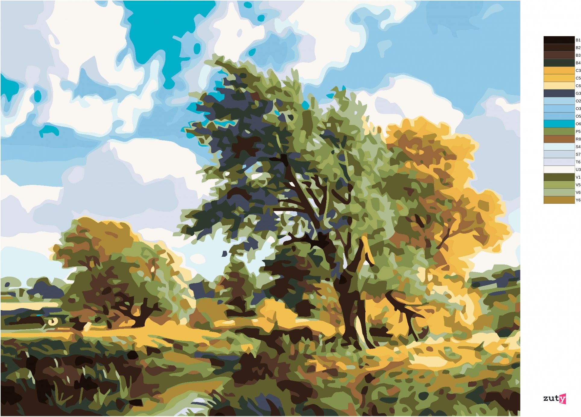 zuty Malování podle čísel - STROMY U ŘEKY - Rozměr: 40x50 cm, Rámování: Varianta: vypnuté plátno na rám - obrázek 5