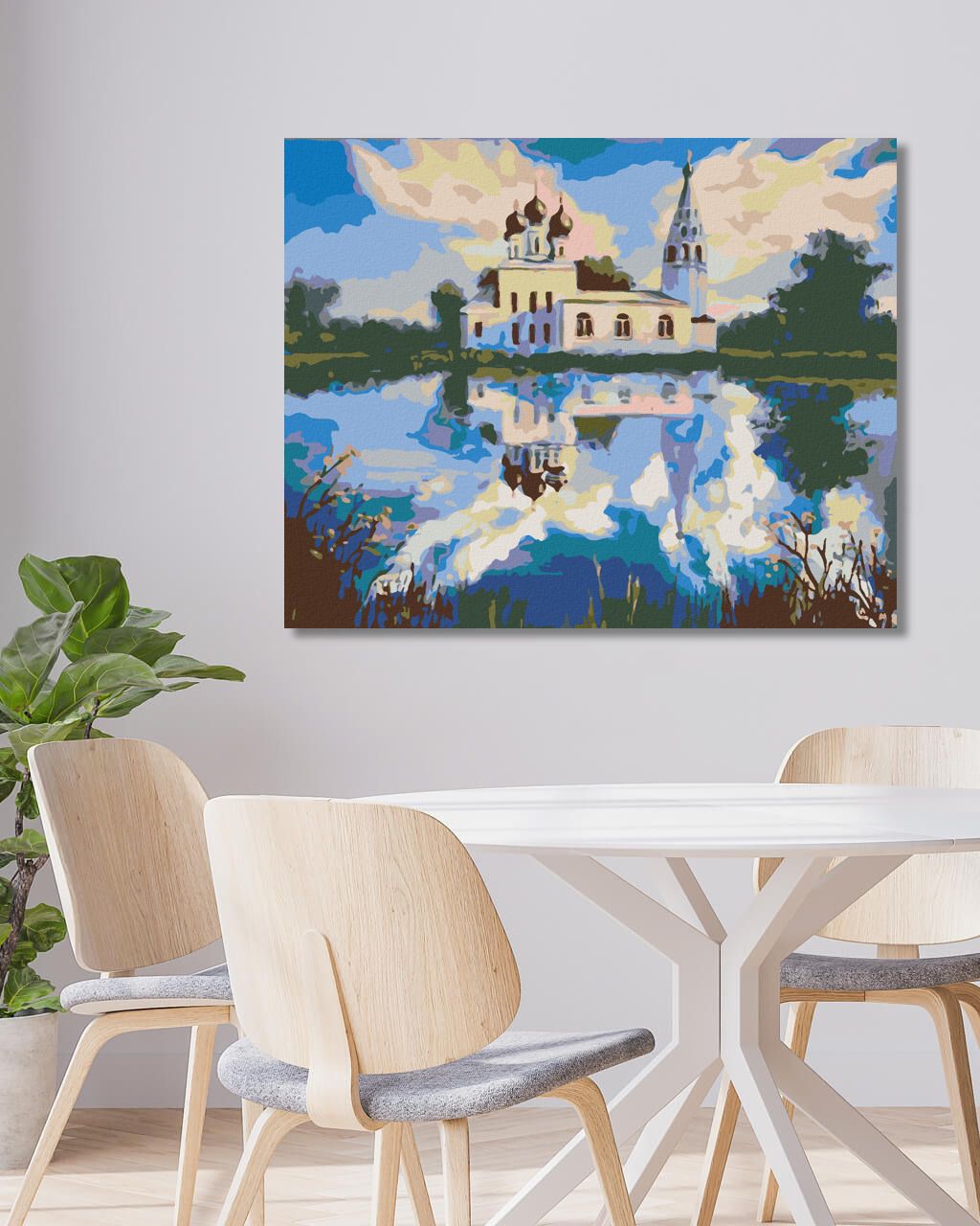 zuty Malování podle čísel - KOSTELÍK U RYBNÍKA - Rozměr: 40x50 cm, Rámování: Varianta: bez rámu a bez vypnutí plátna - obrázek 9