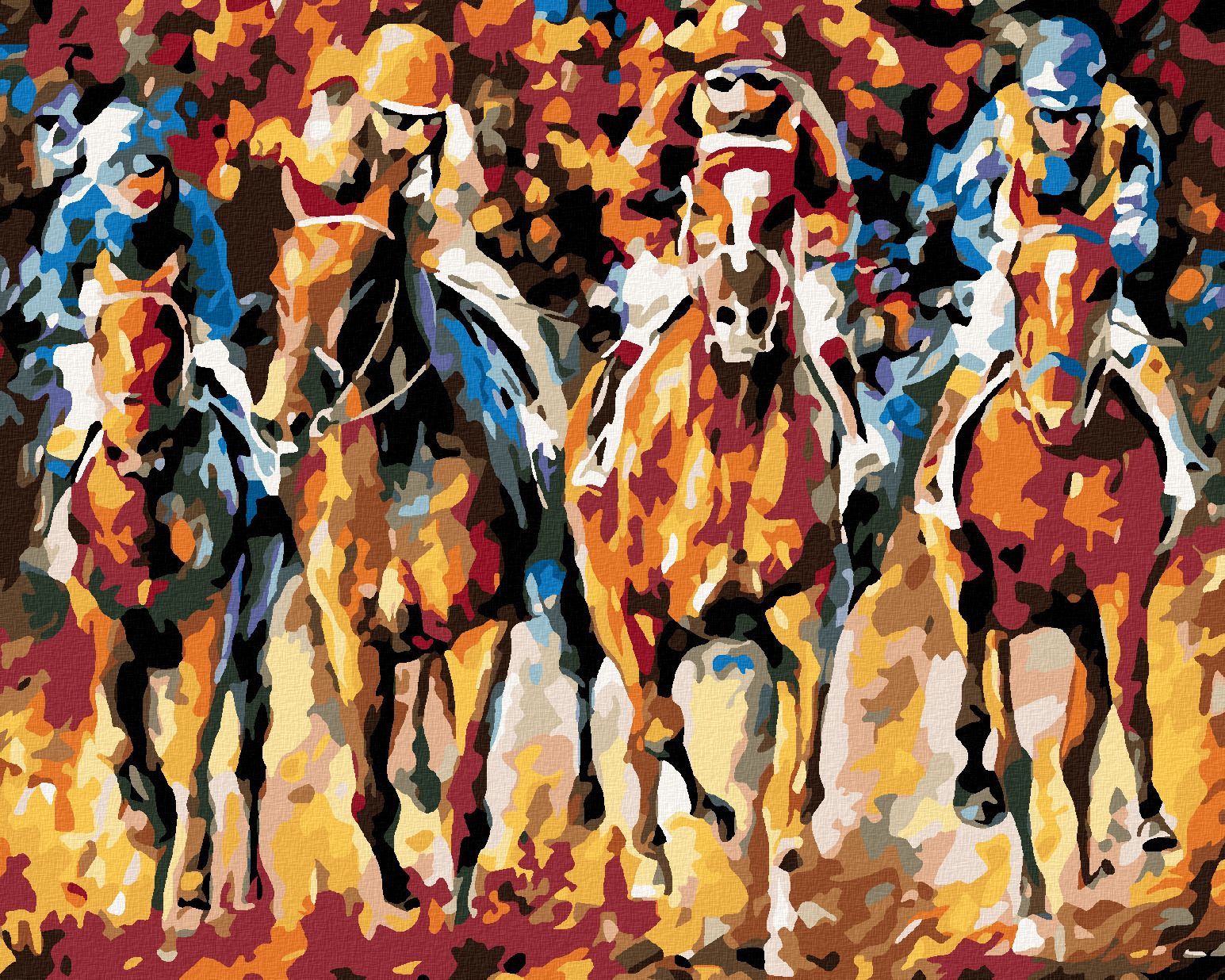 zuty Malování podle čísel - ZÁVODY NA KONÍCH - Rozměr: 40x50 cm, Rámování: Varianta: bez rámu a bez vypnutí plátna - obrázek 1