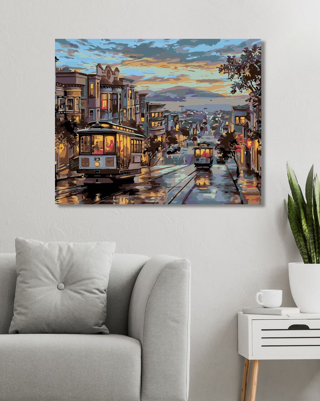 zuty Malování podle čísel - NOČNÍ TRAMVAJ - Rozměr: 40x50 cm, Rámování: Varianta: vypnuté plátno na rám - obrázek 2