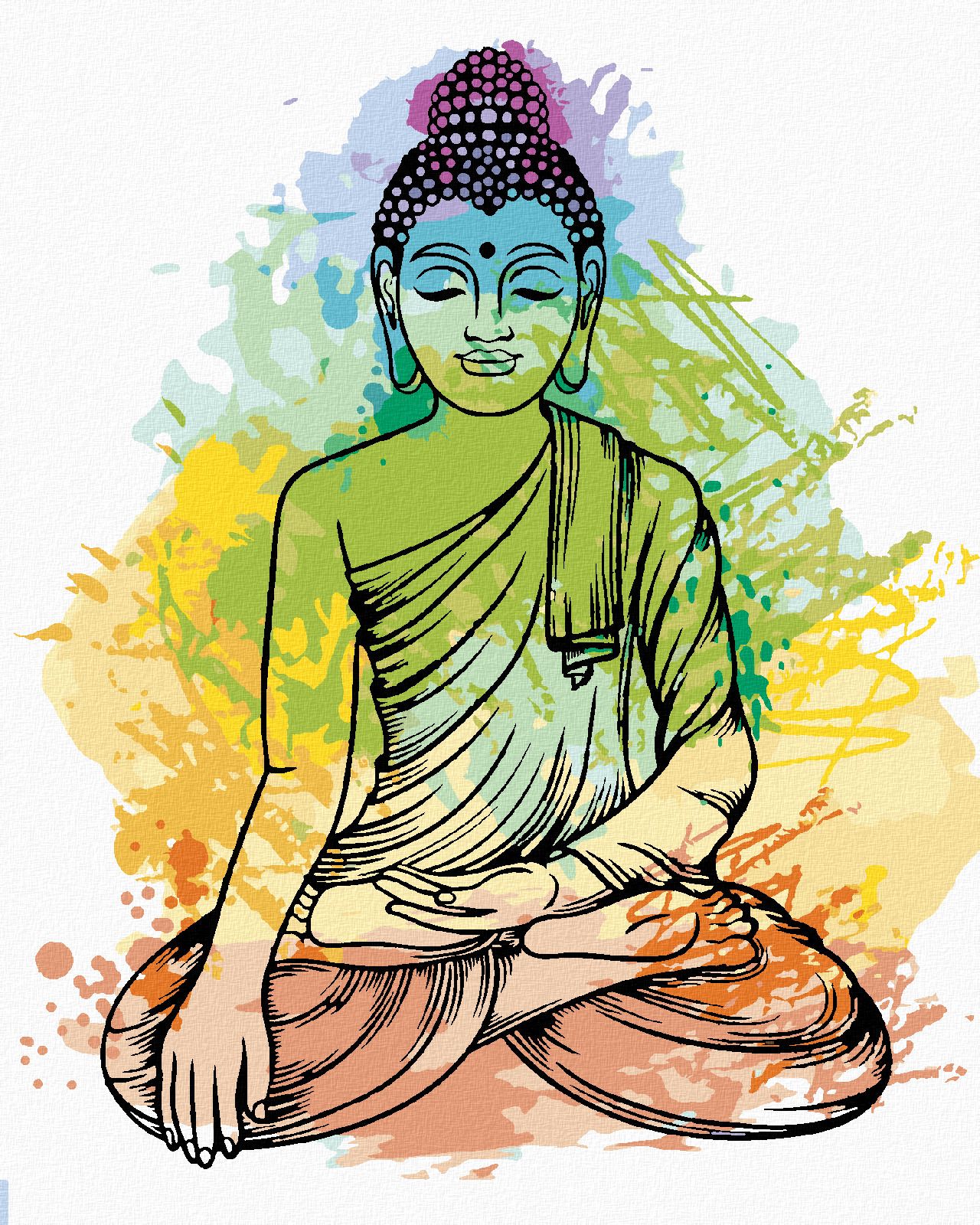 zuty Malování podle čísel - BAREVNÝ BUDDHA - Rozměr: 40x50 cm, Rámování: Varianta: vypnuté plátno na rám - obrázek 1