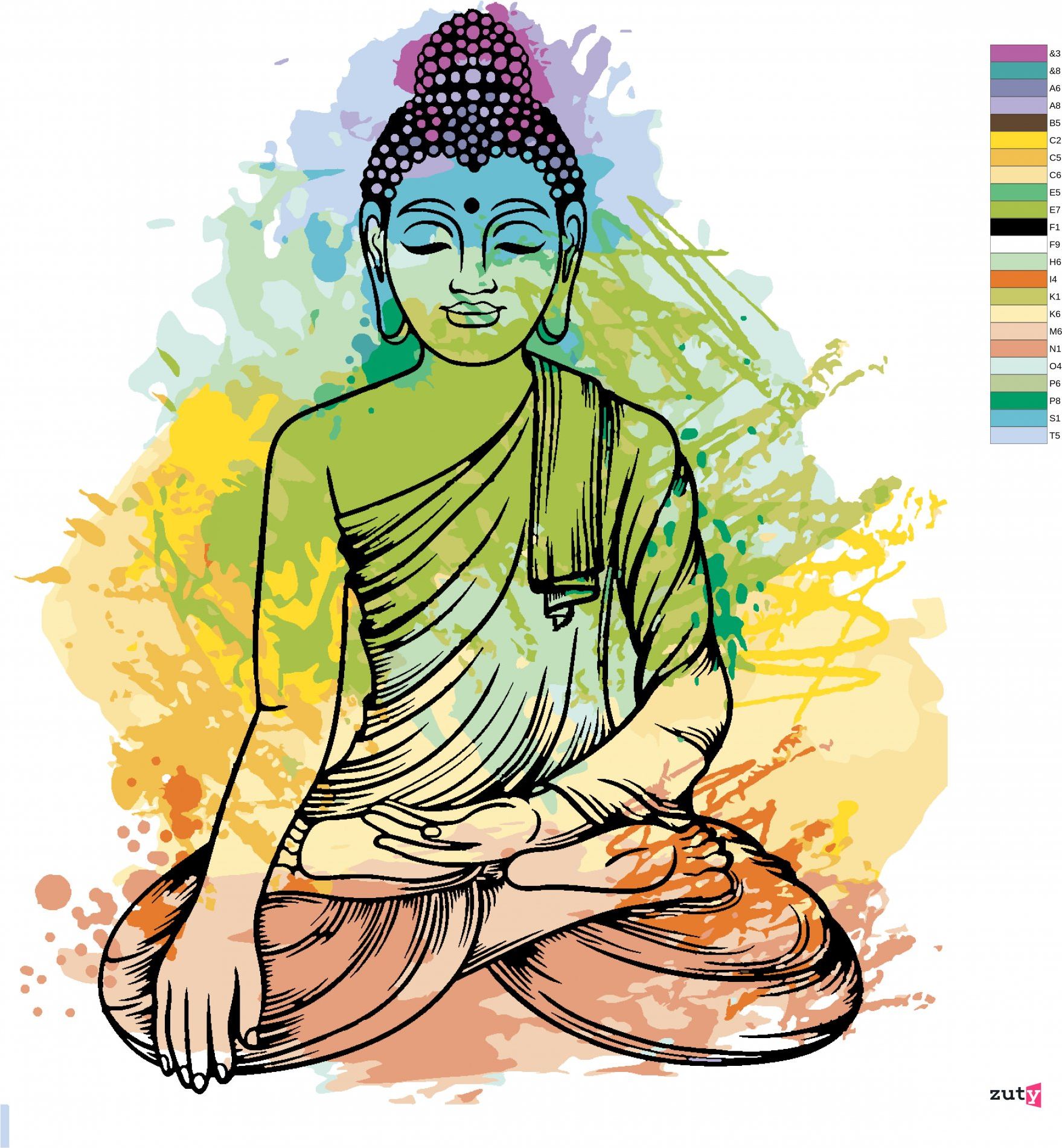 zuty Malování podle čísel - BAREVNÝ BUDDHA - Rozměr: 40x50 cm, Rámování: Varianta: vypnuté plátno na rám - obrázek 12
