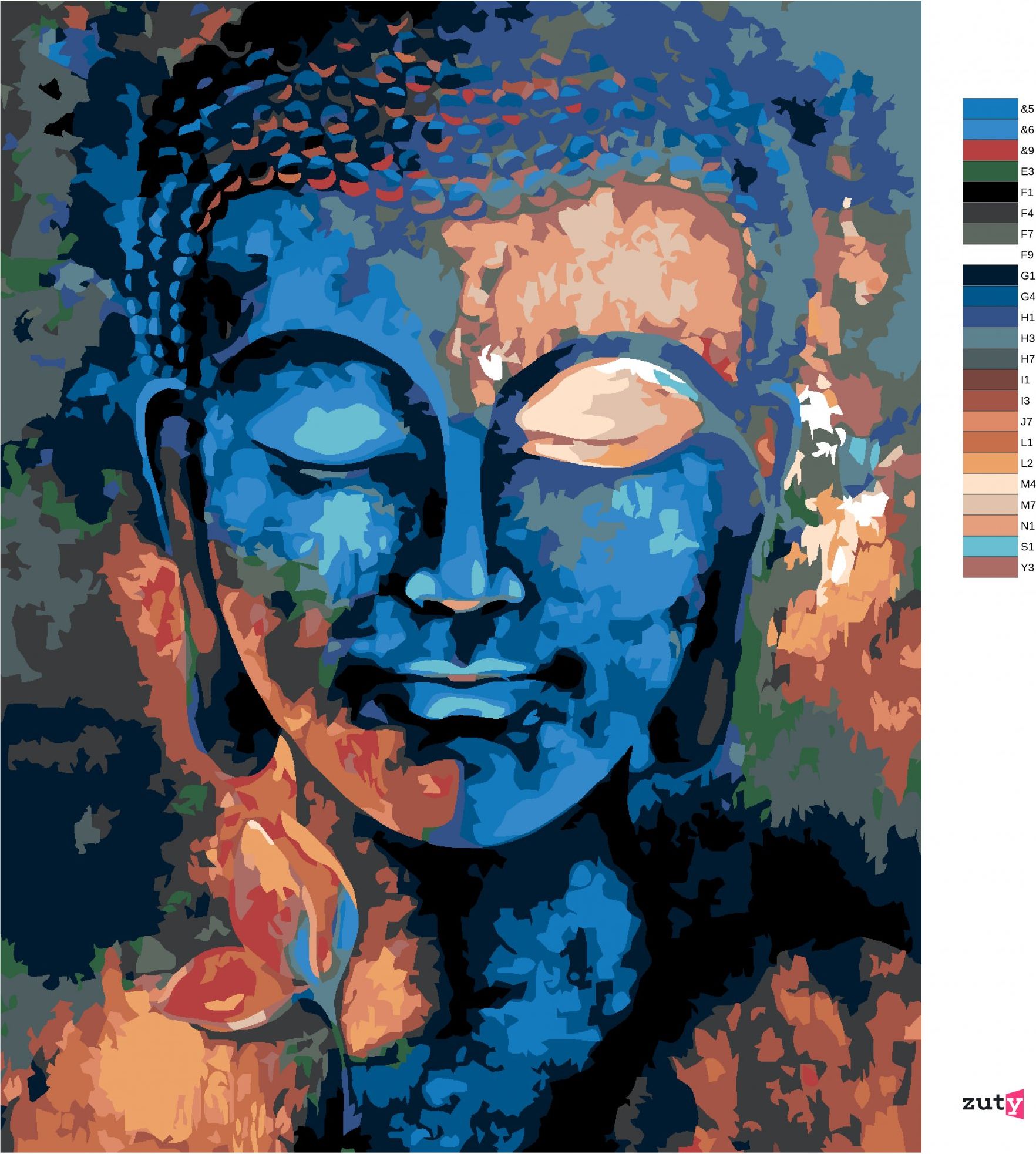zuty Malování podle čísel - BAREVNÝ BUDDHA - Rozměr: 40x50 cm, Rámování: Varianta: vypnuté plátno na rám - obrázek 17