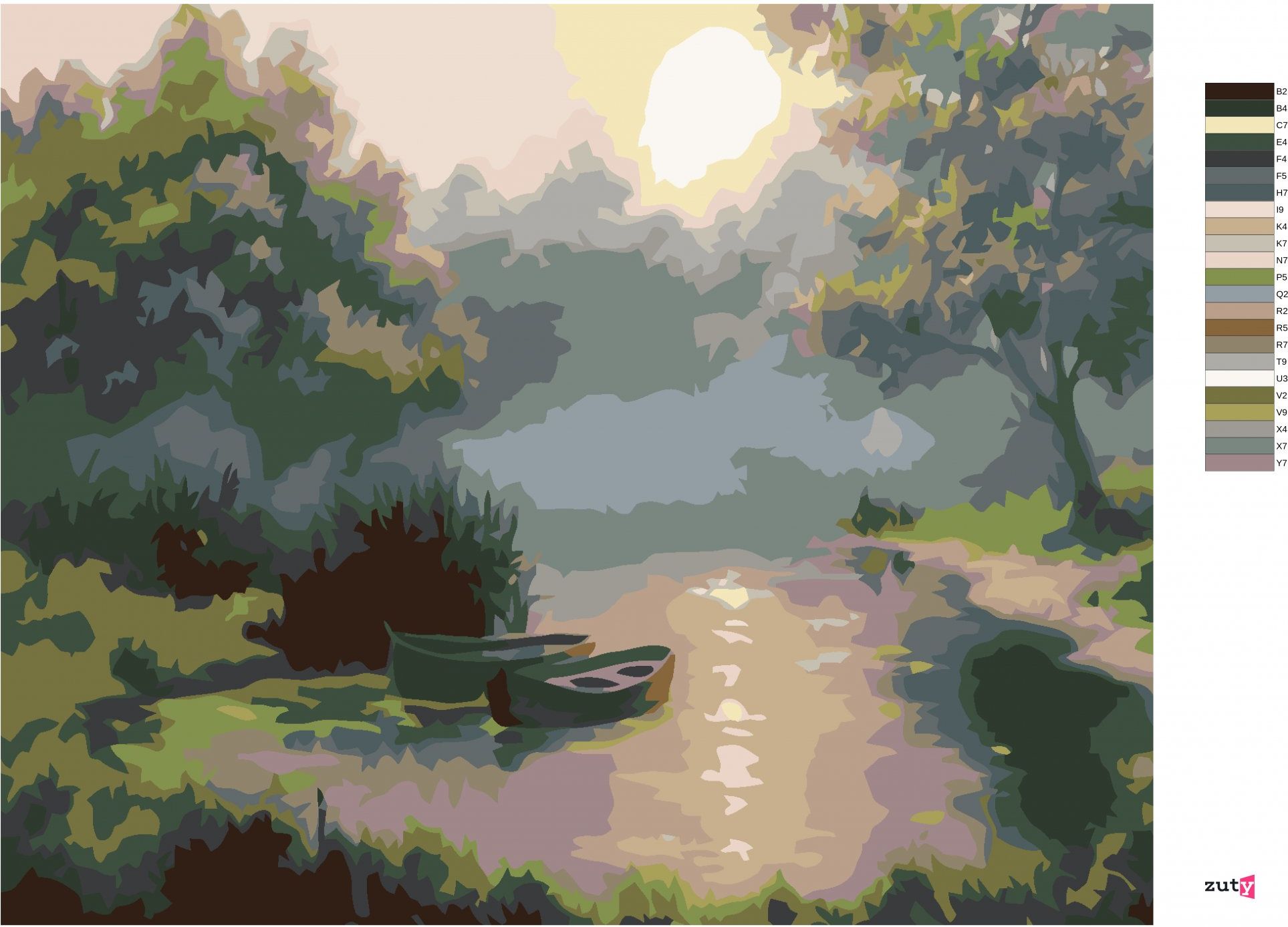 zuty Malování podle čísel - LOĎKY V PODZIMNÍM ÚSVITU - Rozměr: 40x50 cm, Rámování: Varianta: vypnuté plátno na rám - obrázek 6