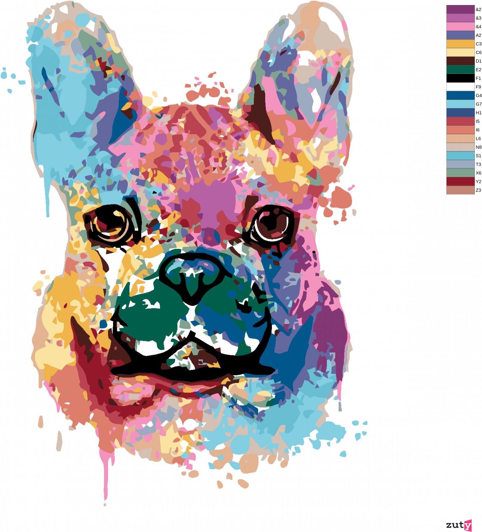 zuty Malování podle čísel - MALOVANÝ BULDOČEK - Rozměr: 40x50 cm, Rámování: Varianta: bez rámu a bez vypnutí plátna - obrázek 6