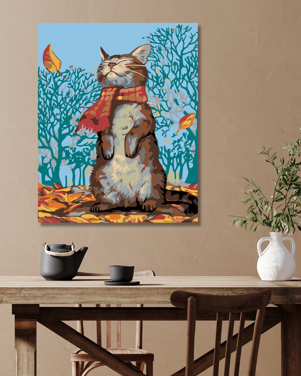 zuty Malování podle čísel - KOČKA A PODZIMNÍ POČASÍ - Rozměr: 40x50 cm, Rámování: Varianta: vypnuté plátno na rám - obrázek 6