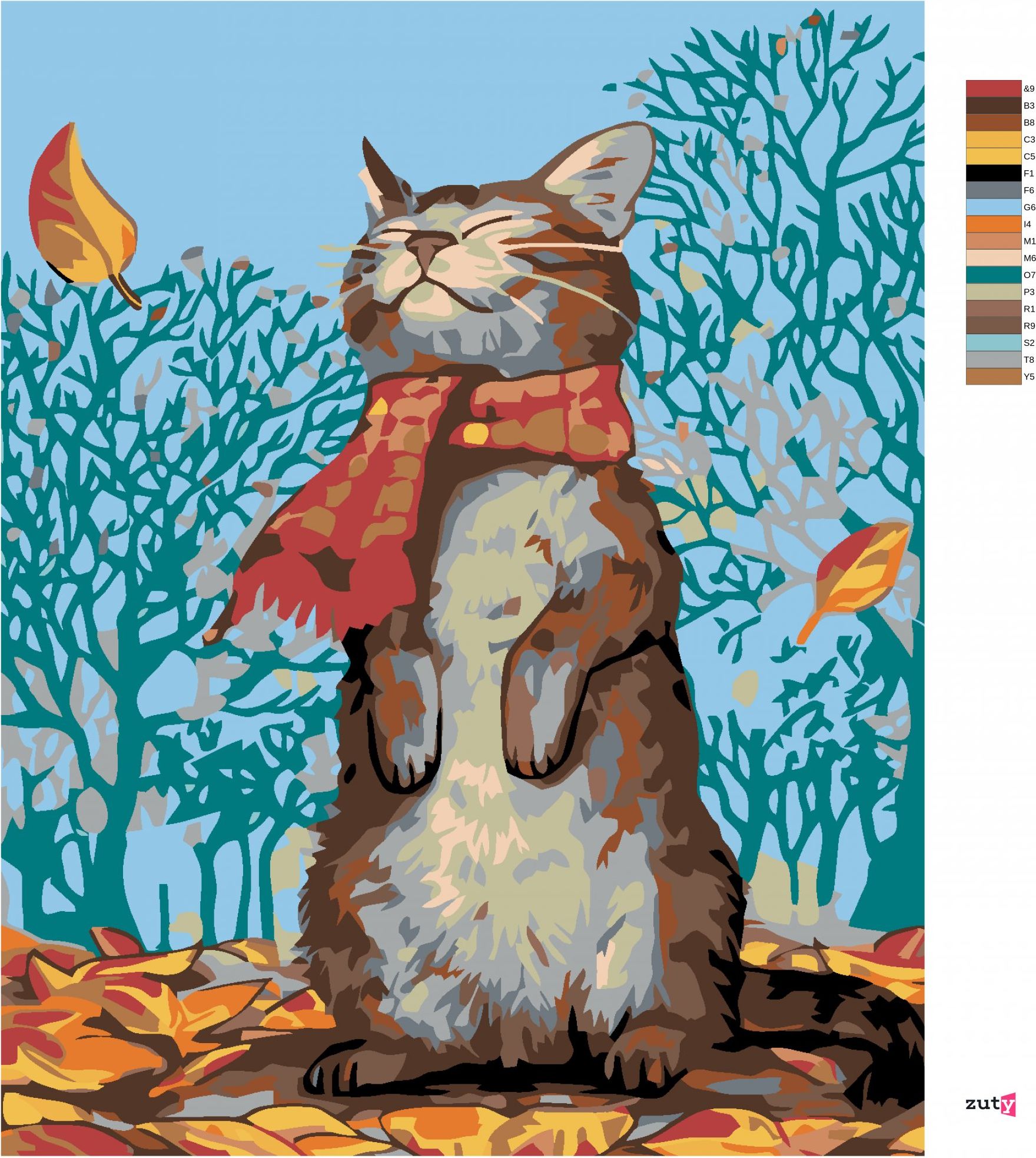 zuty Malování podle čísel - KOČKA A PODZIMNÍ POČASÍ - Rozměr: 40x50 cm, Rámování: Varianta: vypnuté plátno na rám - obrázek 8