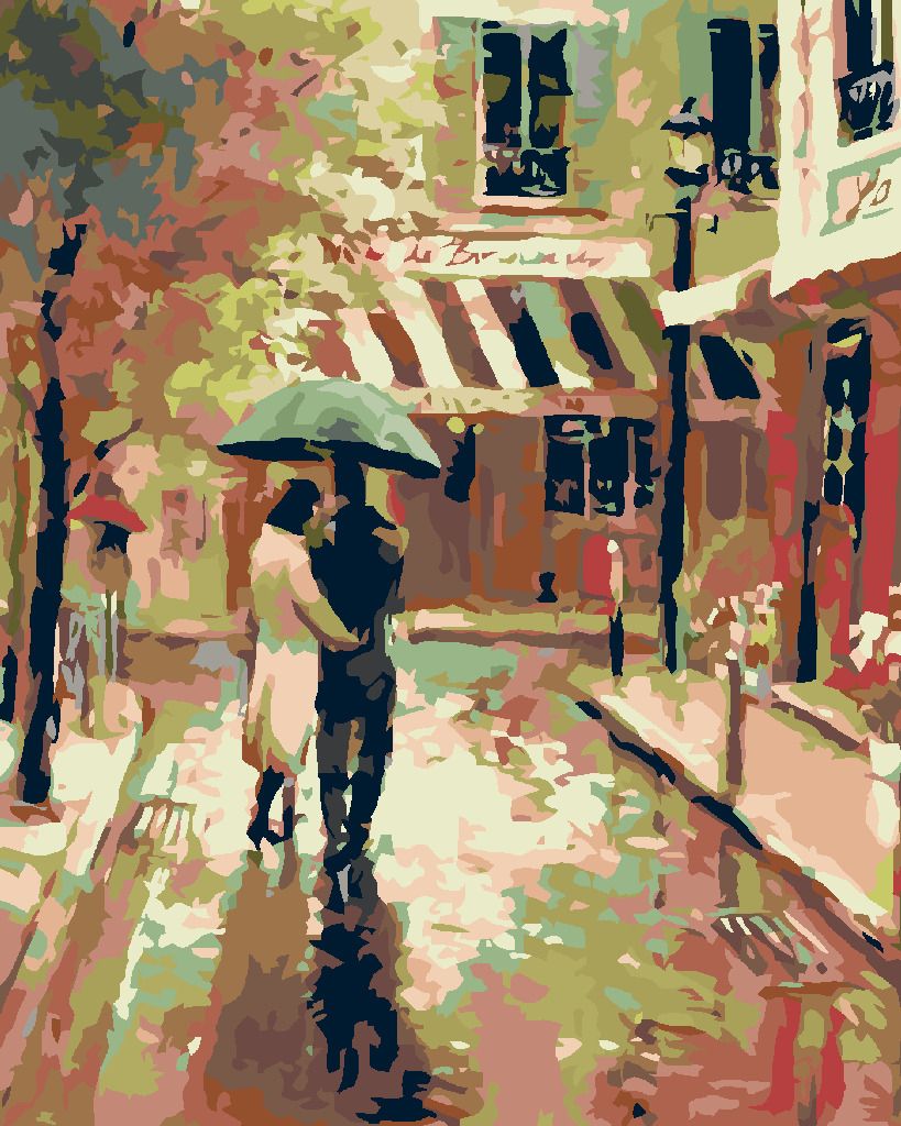 zuty Malování podle čísel - PROCHÁZKA V DEŠTI - Rozměr: 40x50 cm, Rámování: Varianta: vypnuté plátno na rám - obrázek 4