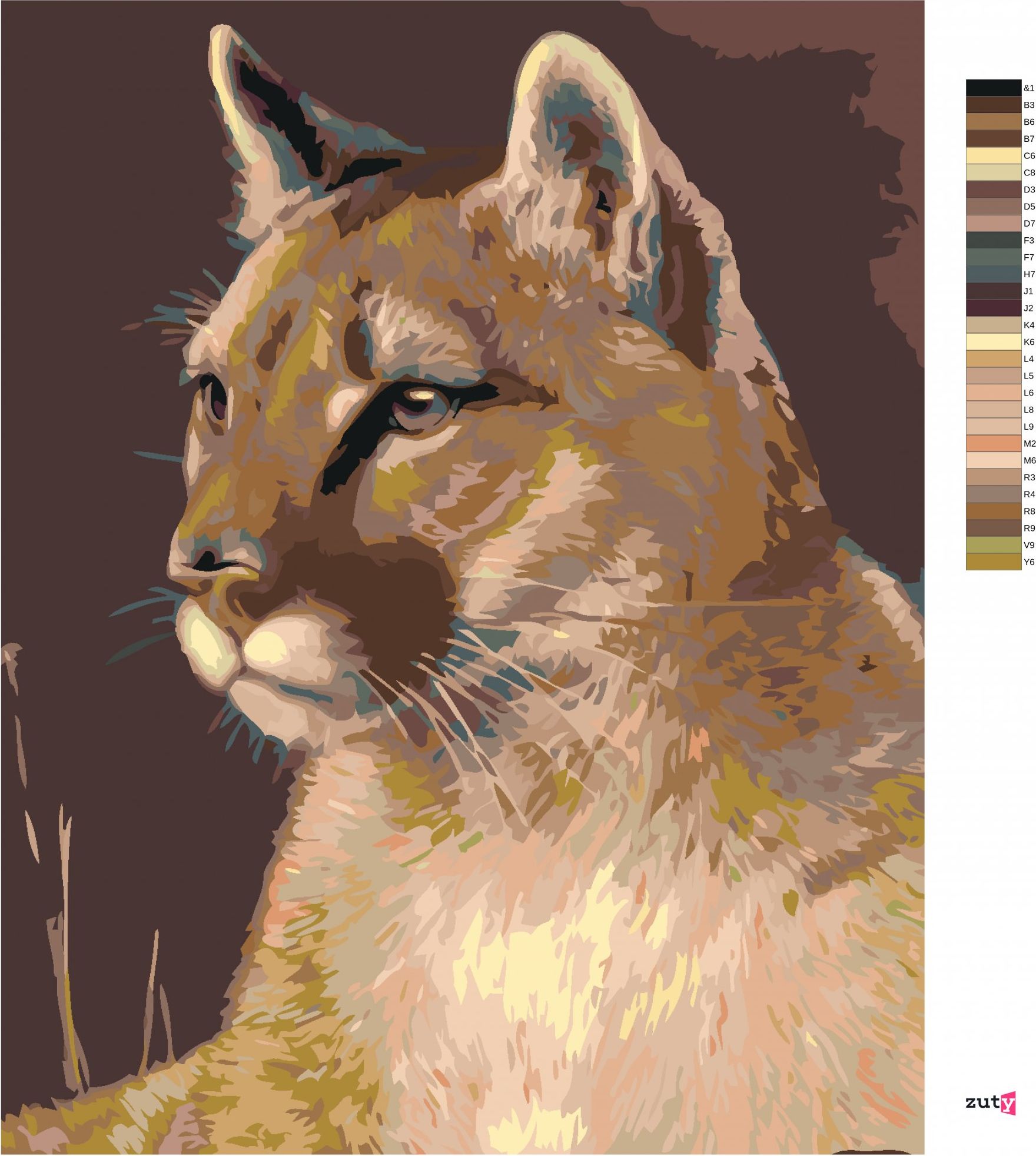 zuty Malování podle čísel - PUMA - Rozměr: 40x50 cm, Rámování: Varianta: vypnuté plátno na rám - obrázek 3