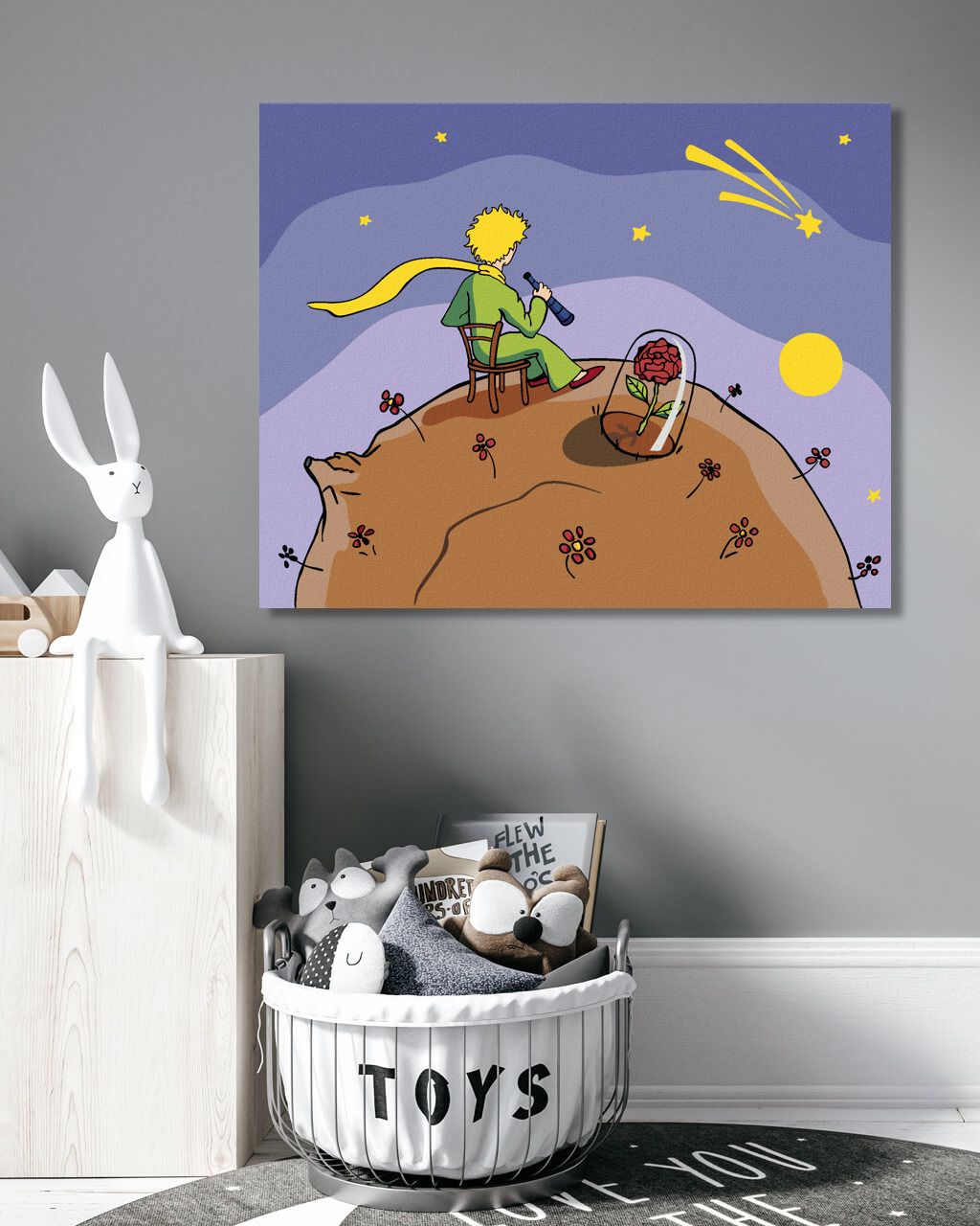 zuty Malování podle čísel - MALÝ PRINC PŘI POHLEDU NA HVĚZDY - Rozměr: 40x50 cm, Rámování: Varianta: bez rámu a bez vypnutí plátna - obrázek 5