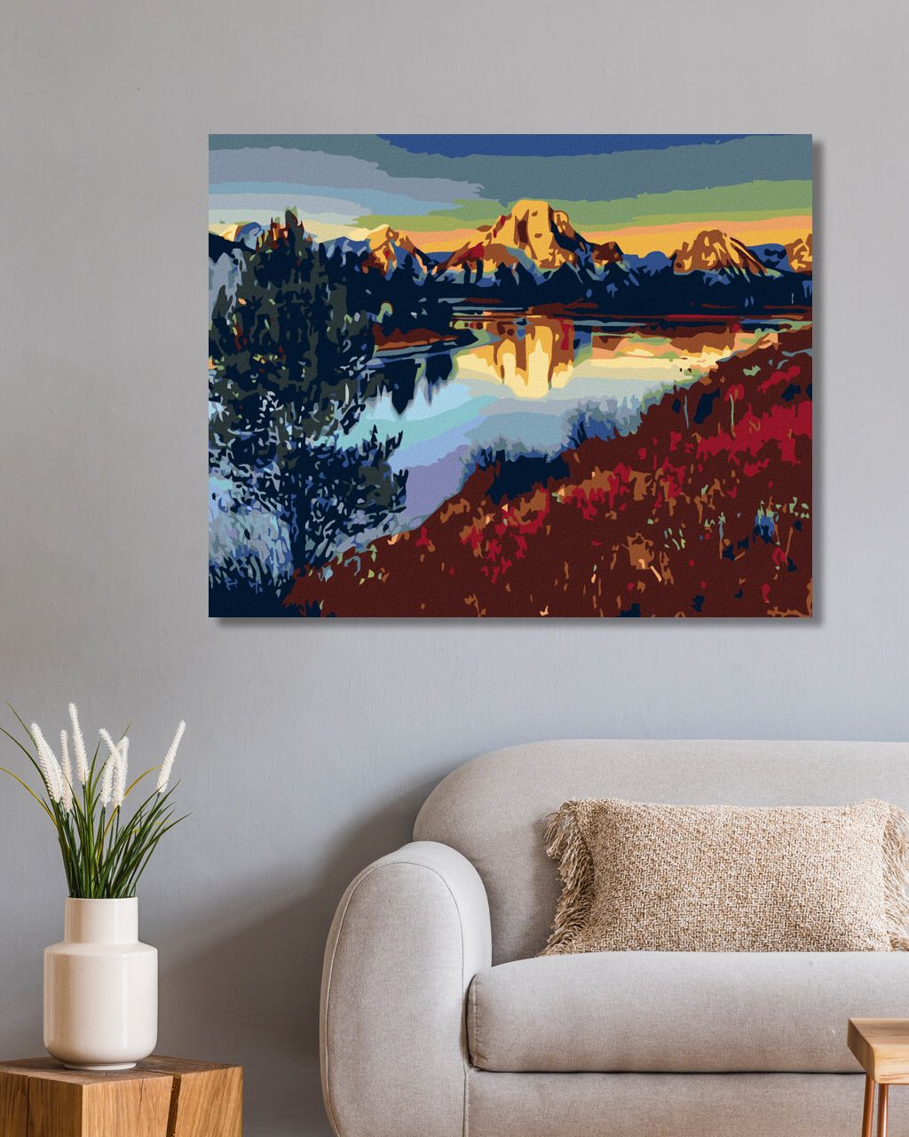 zuty Malování podle čísel - JEZERO POD HORAMI - Rozměr: 40x50 cm, Rámování: Varianta: bez rámu a bez vypnutí plátna - obrázek 3
