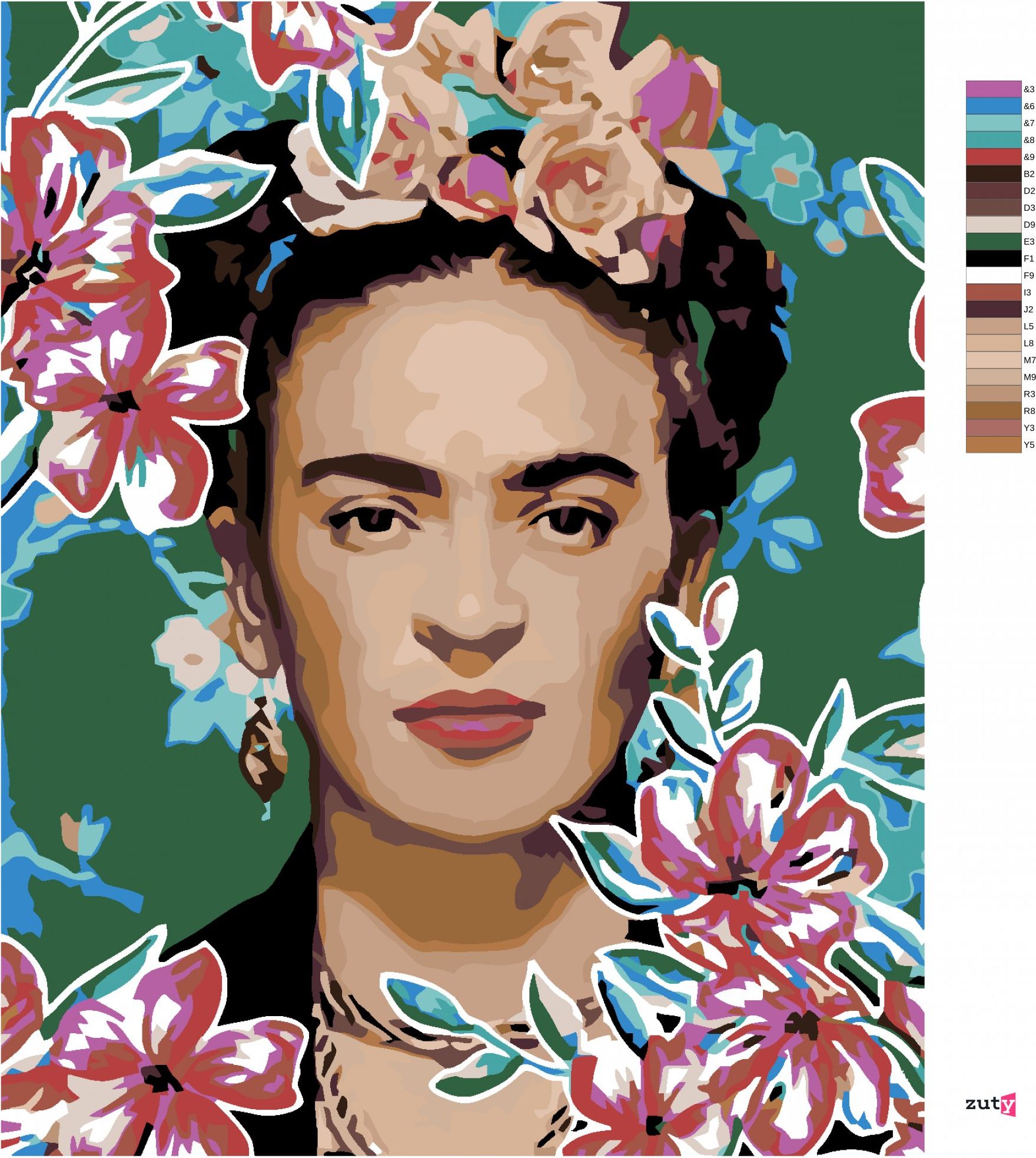 zuty Malování podle čísel - FRIDA KAHLO I. - Rozměr: 40x50 cm, Rámování: Varianta: vypnuté plátno na rám - obrázek 8