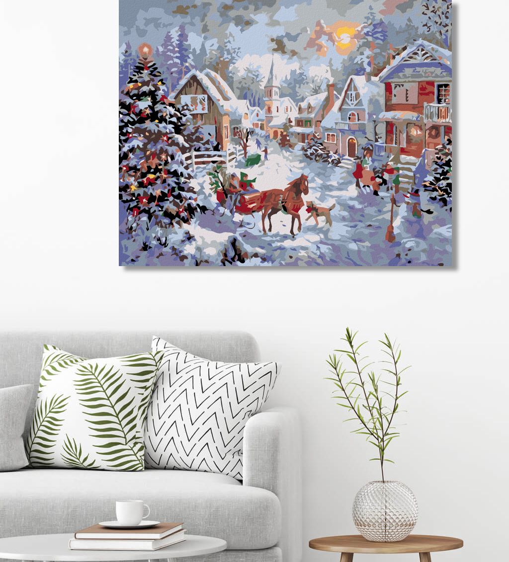 zuty Malování podle čísel - VÁNOCE V MALEBNÉ VESNIČCE - Rozměr: 40x50 cm, Rámování: Varianta: bez rámu a bez vypnutí plátna - obrázek 5