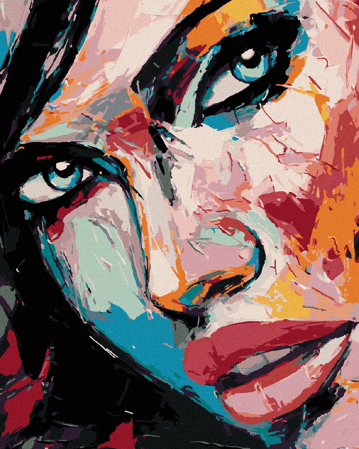 zuty Malování podle čísel - PORTRÉT BAREVNÁ ŽENA IV - Rozměr: 40x50 cm, Rámování: Varianta: vypnuté plátno na rám - obrázek 1