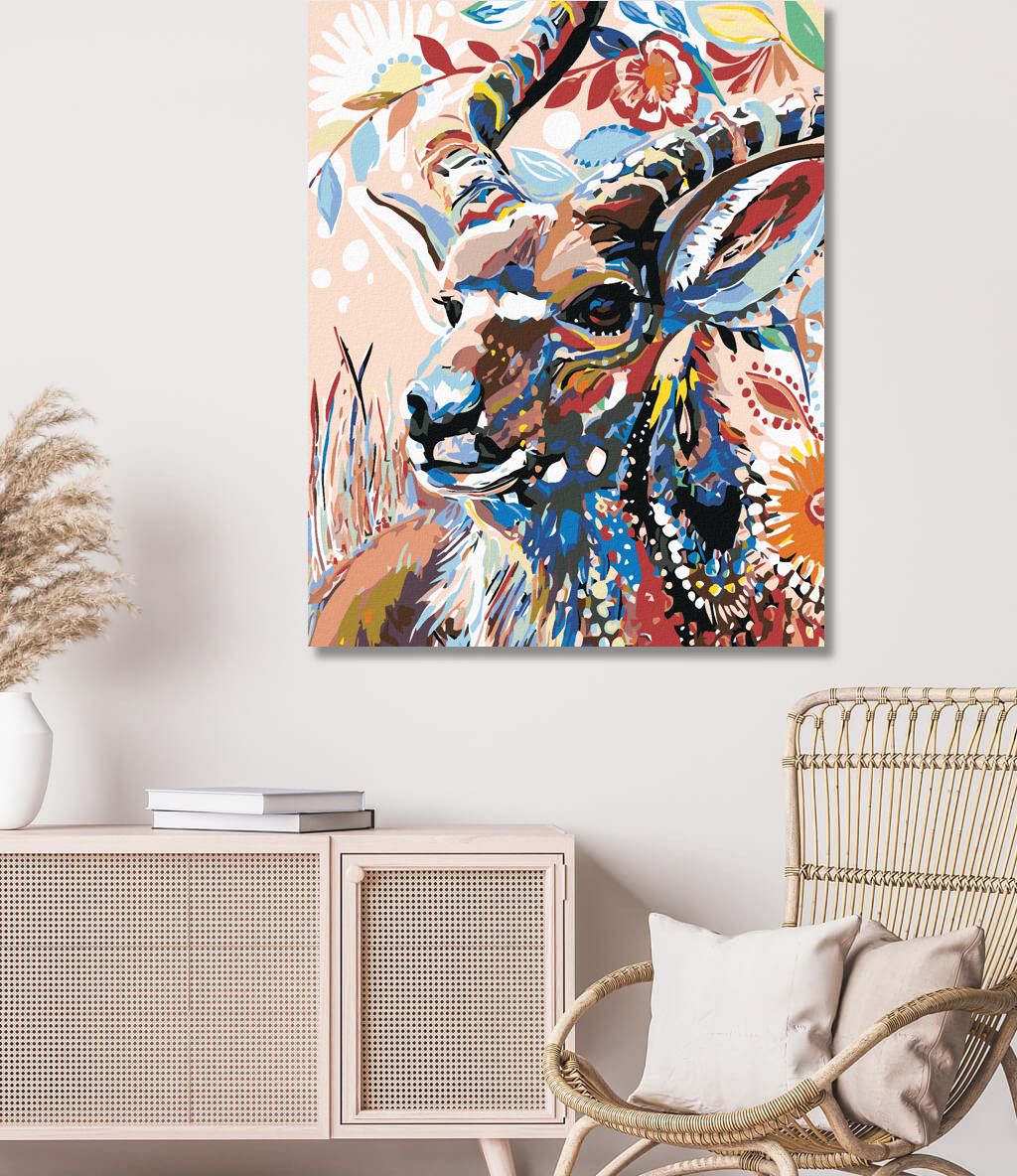 zuty Malování podle čísel - KYTIČKOVÁ ANTILOPA - Rozměr: 40x50 cm, Rámování: Varianta: bez rámu a bez vypnutí plátna - obrázek 4