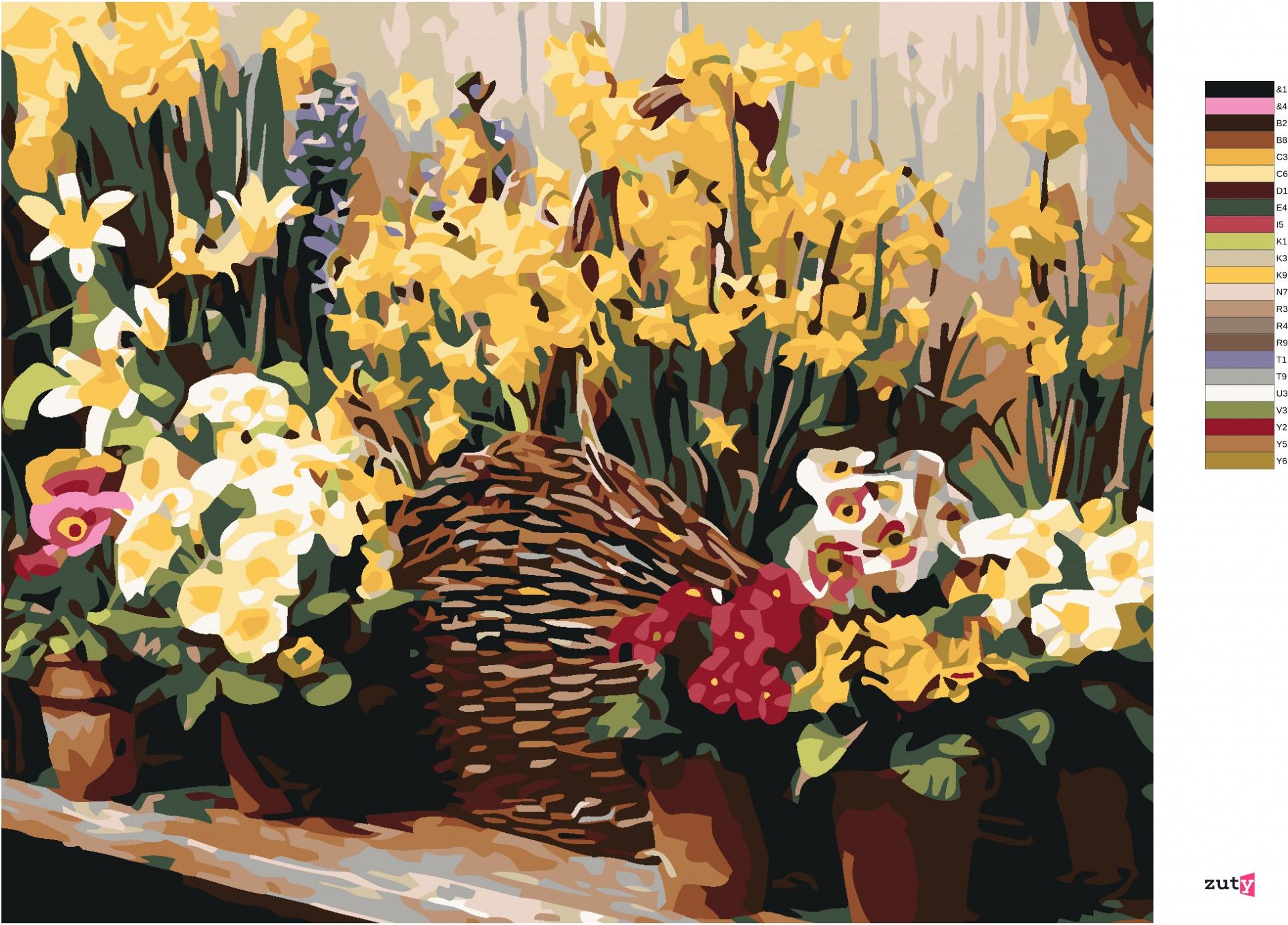 zuty Malování podle čísel - SPOUSTA KVĚTIN - Rozměr: 40x50 cm, Rámování: Varianta: bez rámu a bez vypnutí plátna - obrázek 4