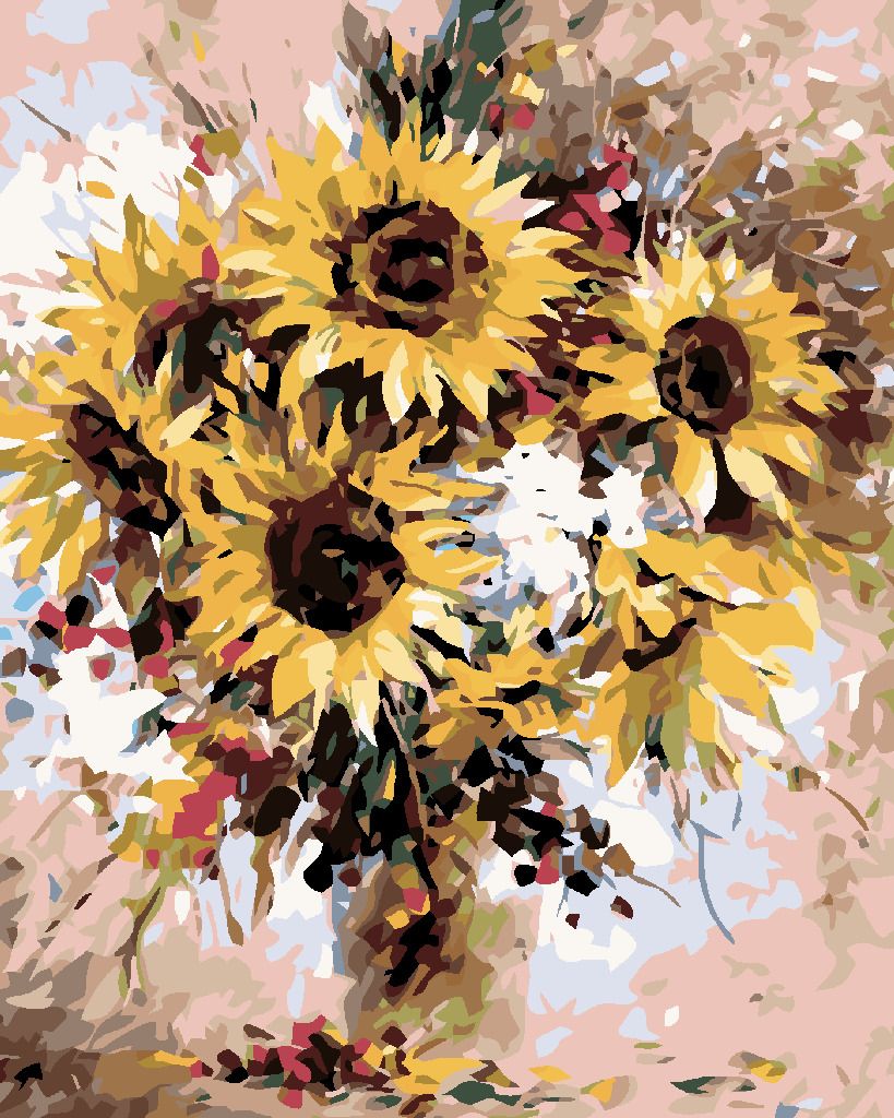 zuty Malování podle čísel - KYTICE SLUNEČNIC - Rozměr: 40x50 cm, Rámování: Varianta: vypnuté plátno na rám - obrázek 3