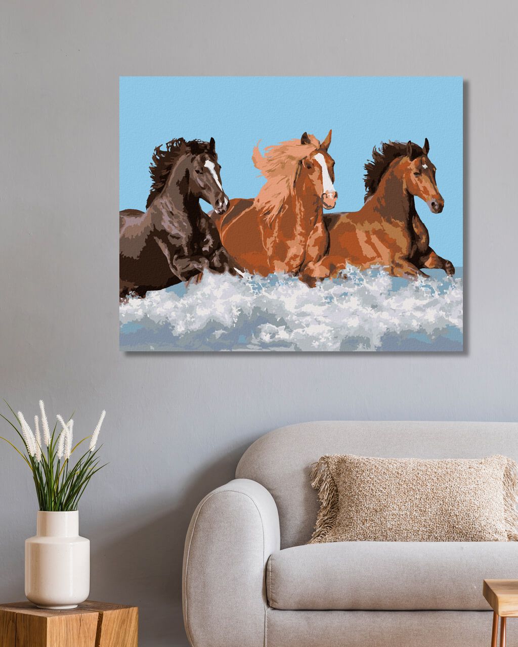 zuty Malování podle čísel - TŘI KONĚ VE VODĚ - Rozměr: 40x50 cm, Rámování: Varianta: vypnuté plátno na rám - obrázek 8