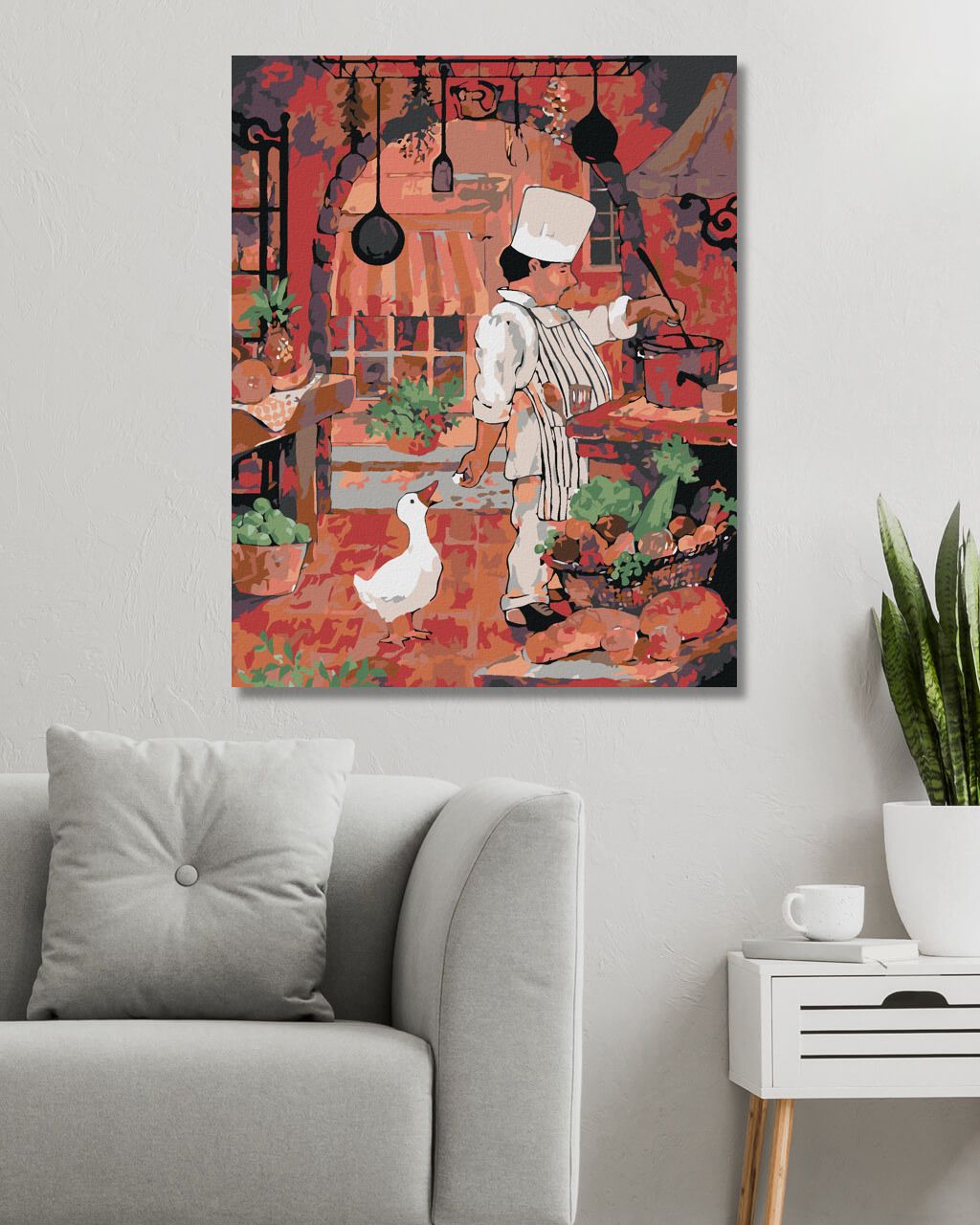 zuty Malování podle čísel - KUCHAŘ KRMÍCÍ HUSU - Rozměr: 40x50 cm, Rámování: Varianta: bez rámu a bez vypnutí plátna - obrázek 6
