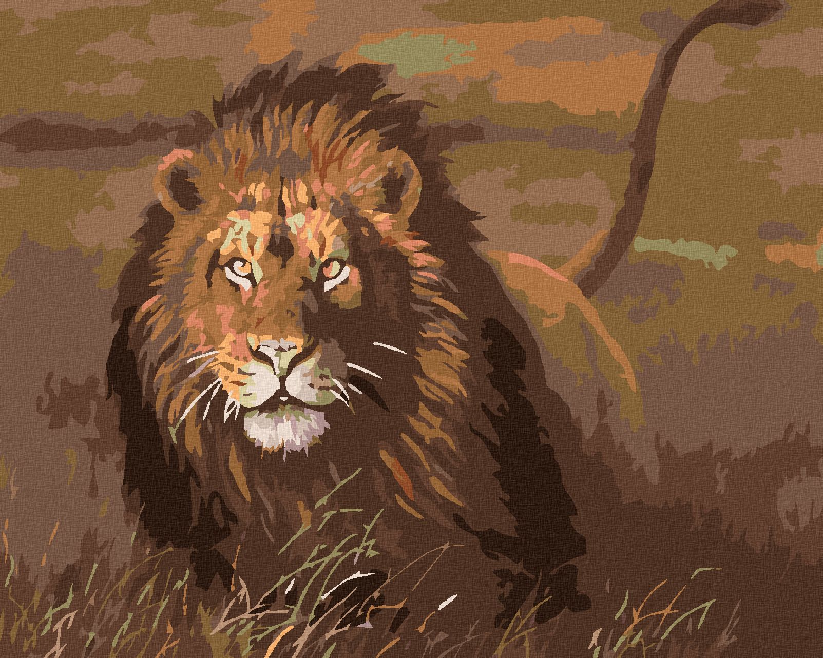 zuty Malování podle čísel - LEV V SAVANĚ - Rozměr: 40x50 cm, Rámování: Varianta: bez rámu a bez vypnutí plátna - obrázek 1