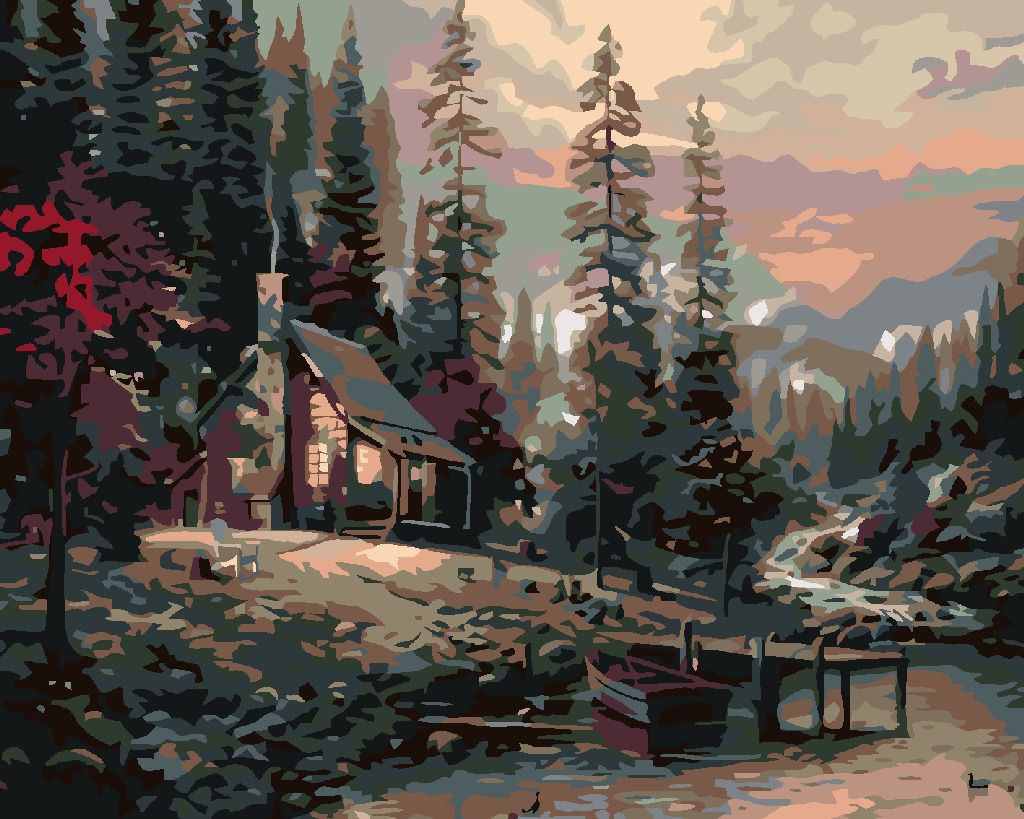 zuty Malování podle čísel - SRUB - Rozměr: 40x50 cm, Rámování: Varianta: vypnuté plátno na rám - obrázek 2