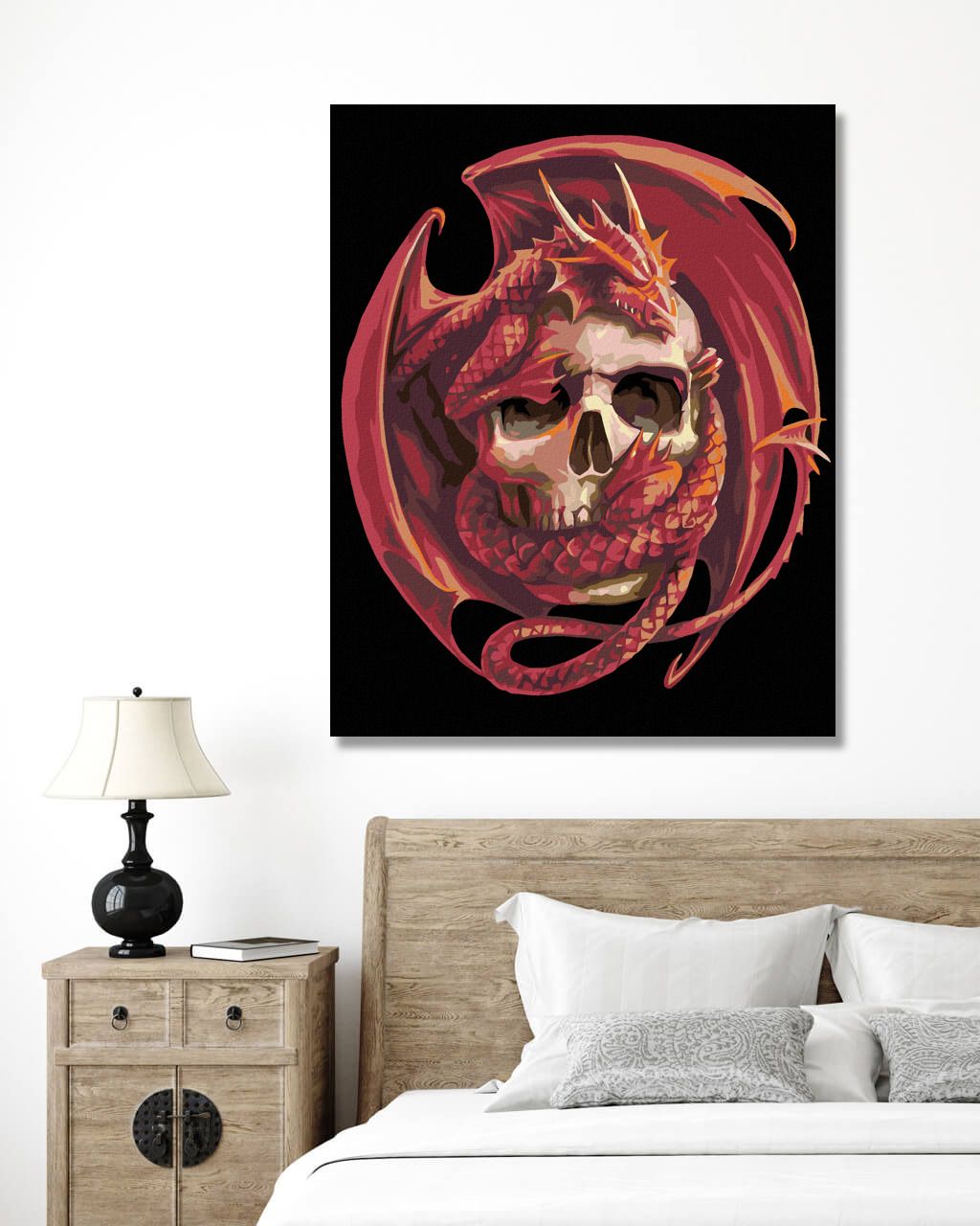 zuty Malování podle čísel - LEBKA S DRAKEM - Rozměr: 40x50 cm, Rámování: Varianta: vypnuté plátno na rám - obrázek 5