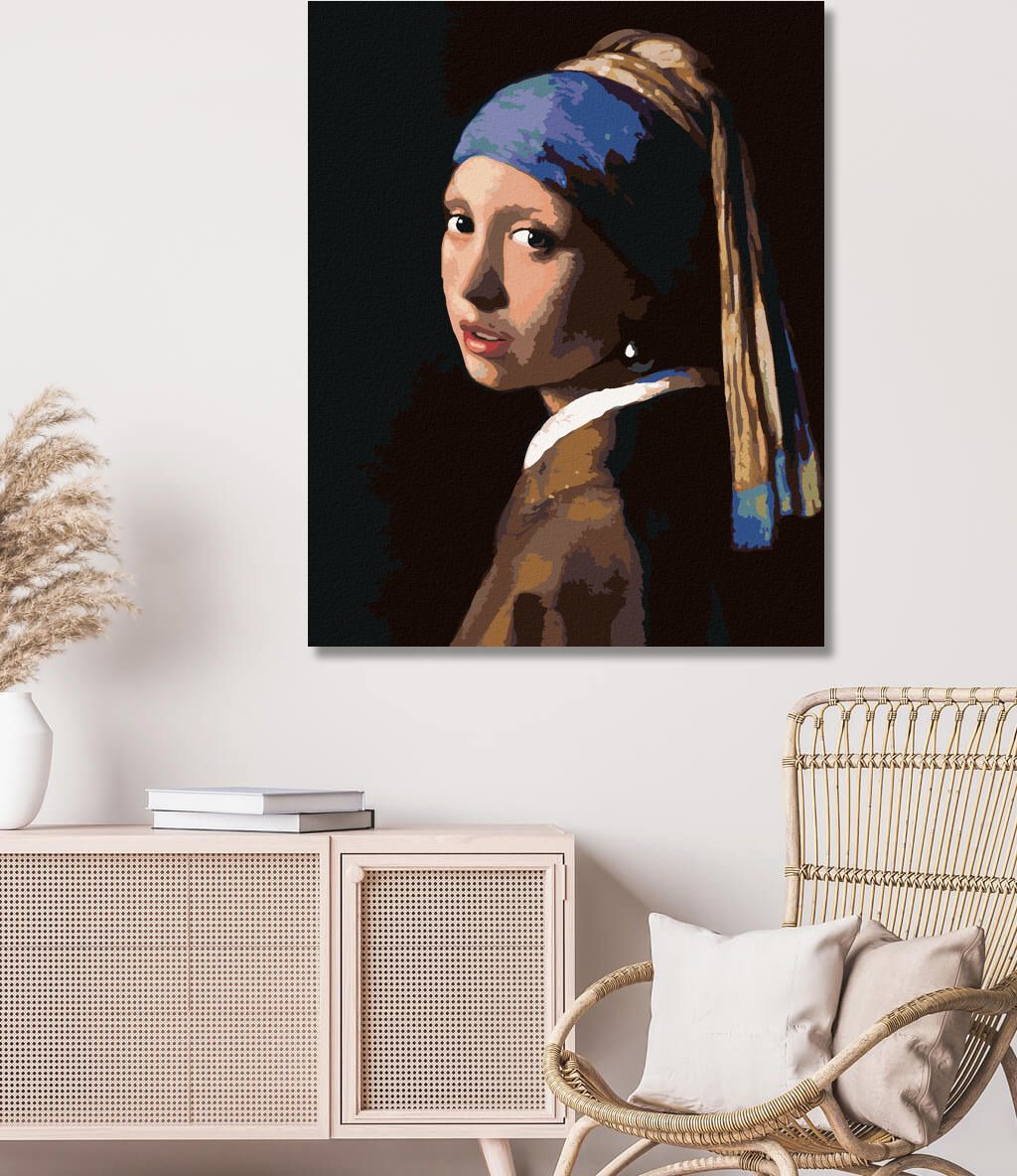 zuty Malování podle čísel - DÍVKA S PERLOU (J. VERMEER) - Rozměr: 40x50 cm, Rámování: Varianta: vypnuté plátno na rám - obrázek 2